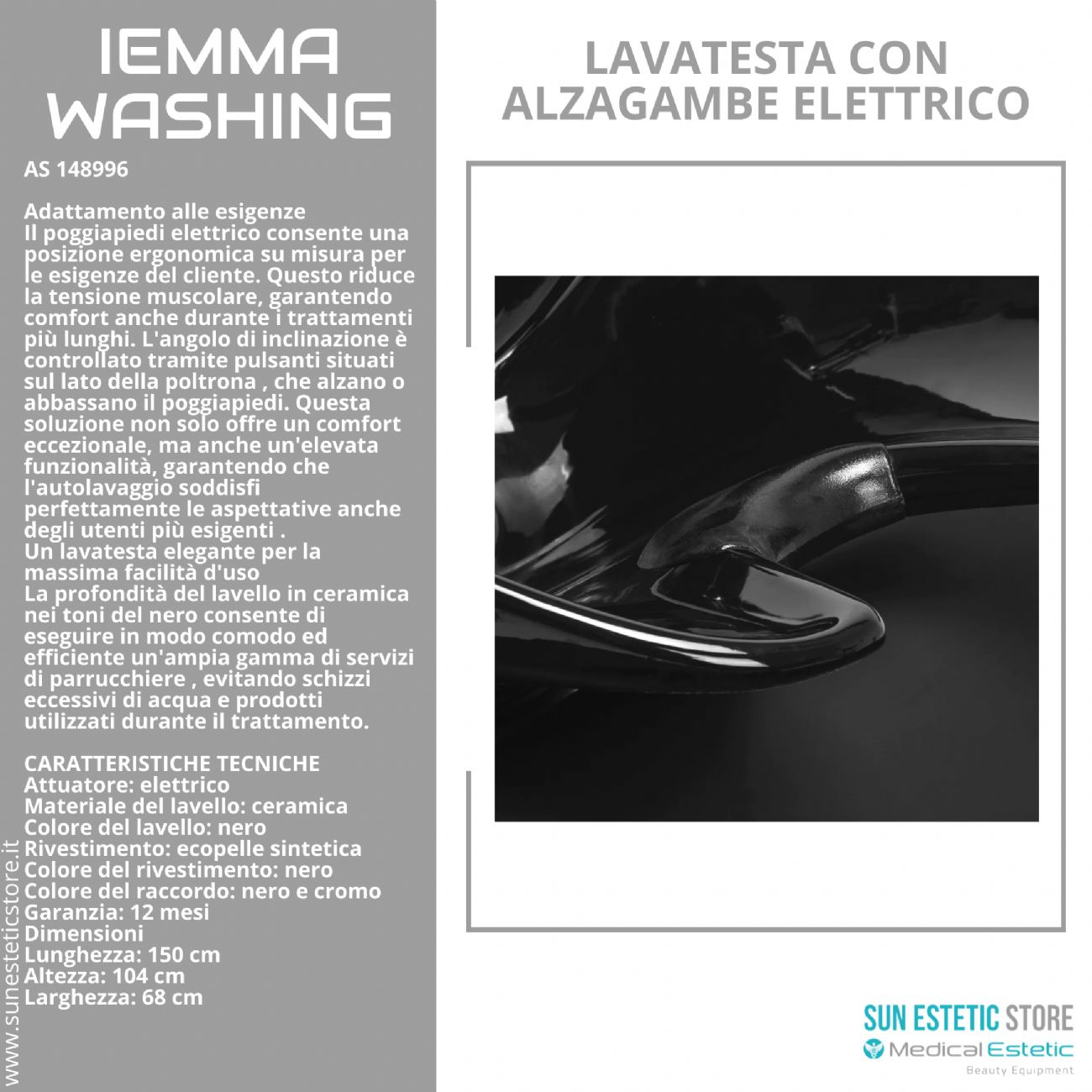 Iemma Washing lavatesta con alzagambe elettrico