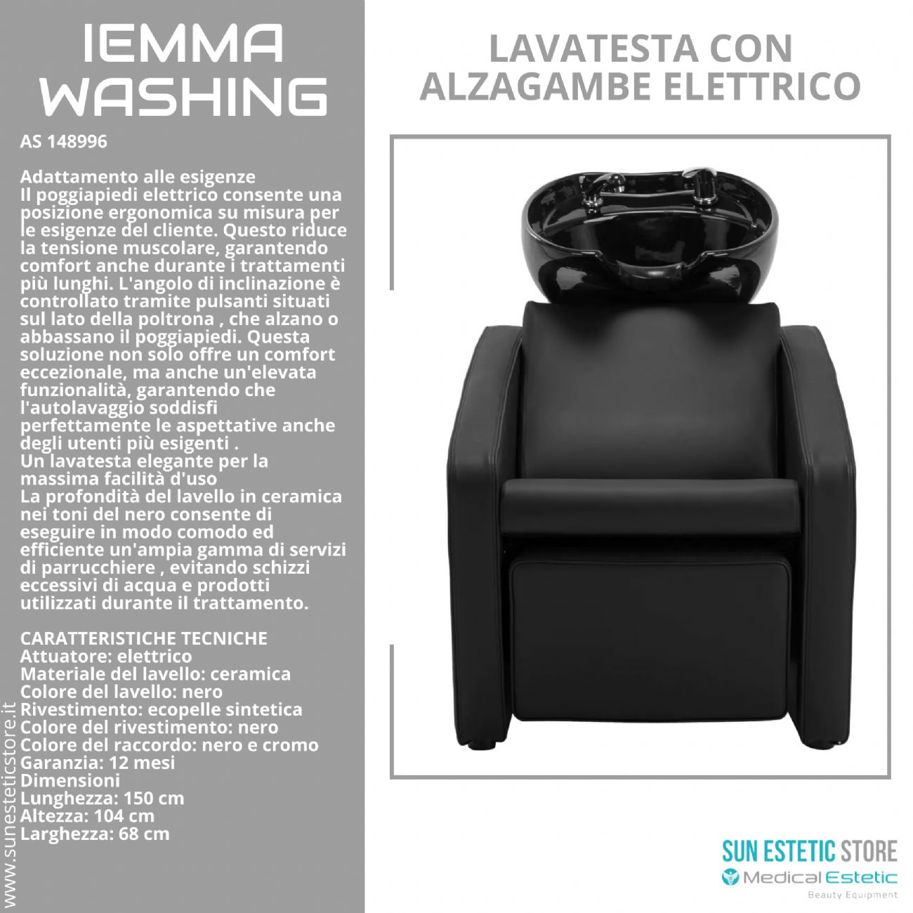 Iemma Washing lavatesta con alzagambe elettrico