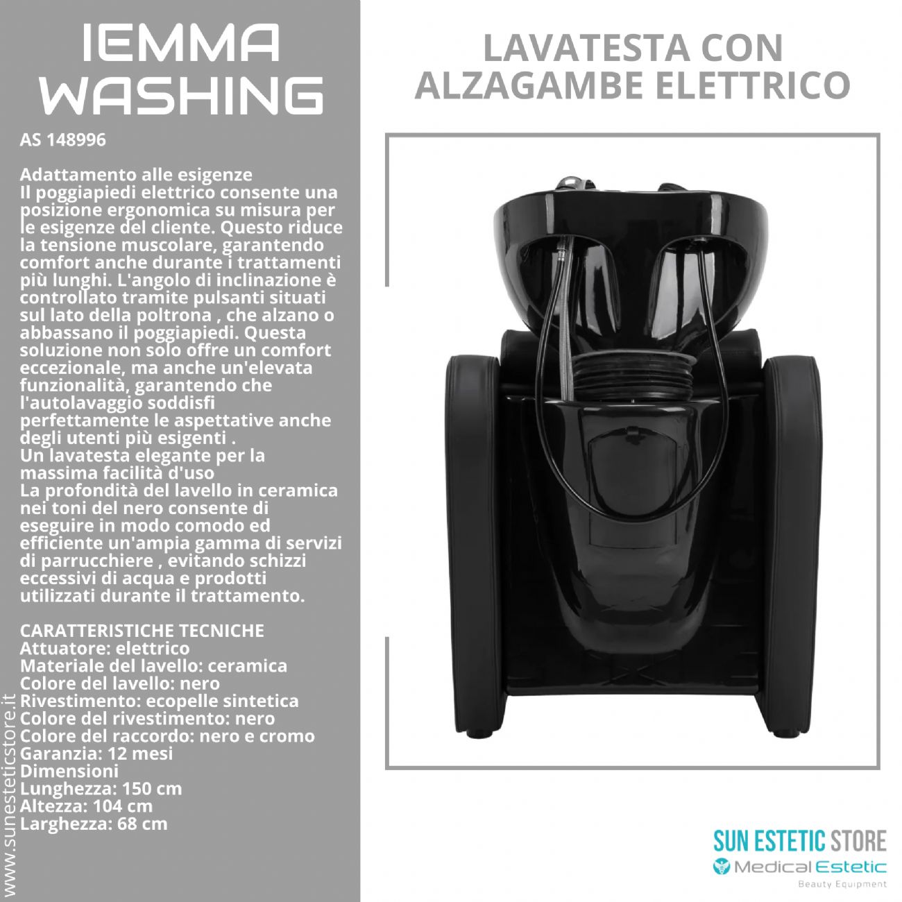 Iemma Washing lavatesta con alzagambe elettrico