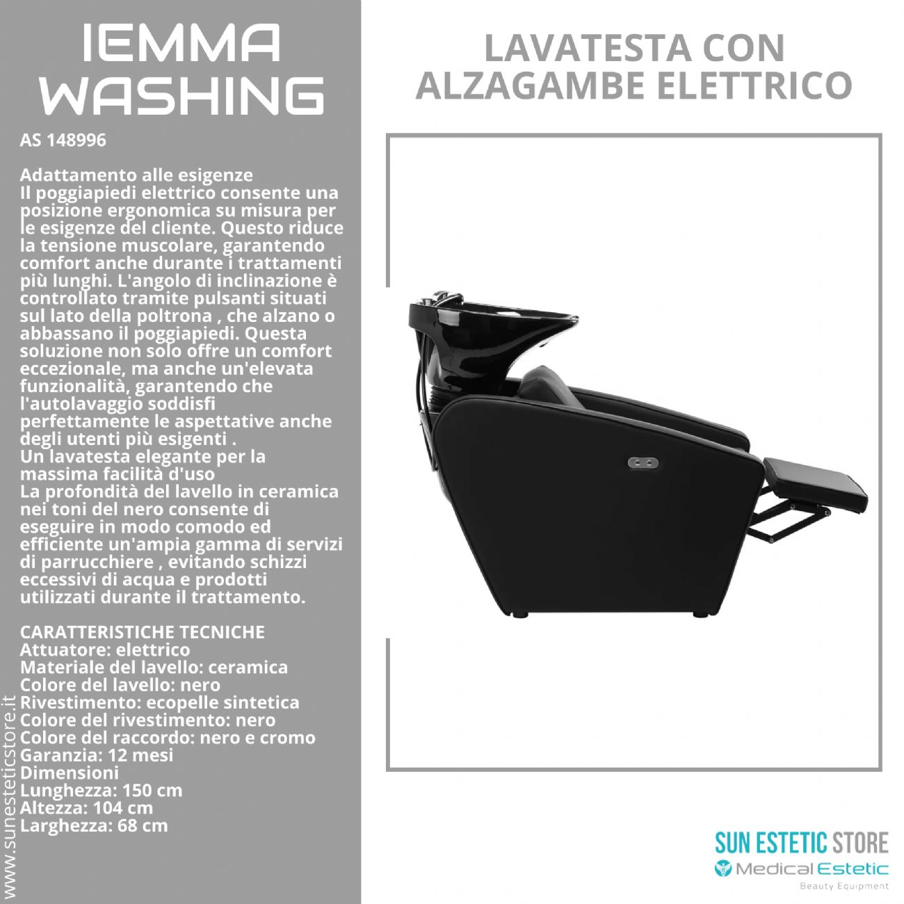Iemma Washing lavatesta con alzagambe elettrico