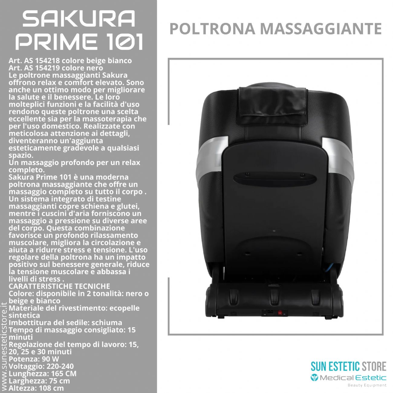 Sakura Prime 101 poltrona massaggiante relax