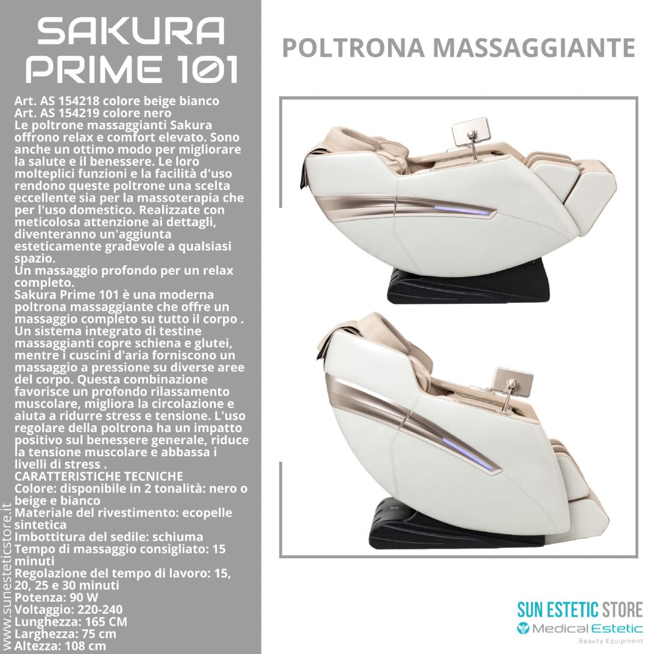 Sakura Prime 101 poltrona massaggiante relax
