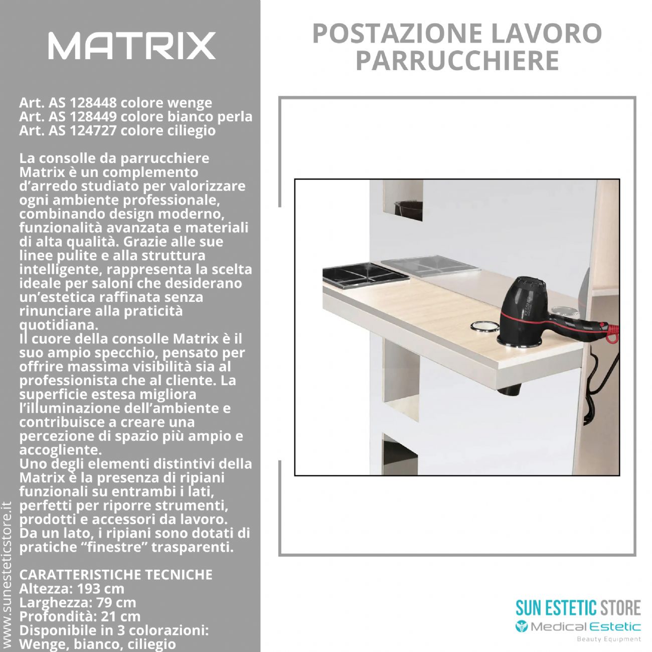 Matrix postazione lavoro parrucchiere