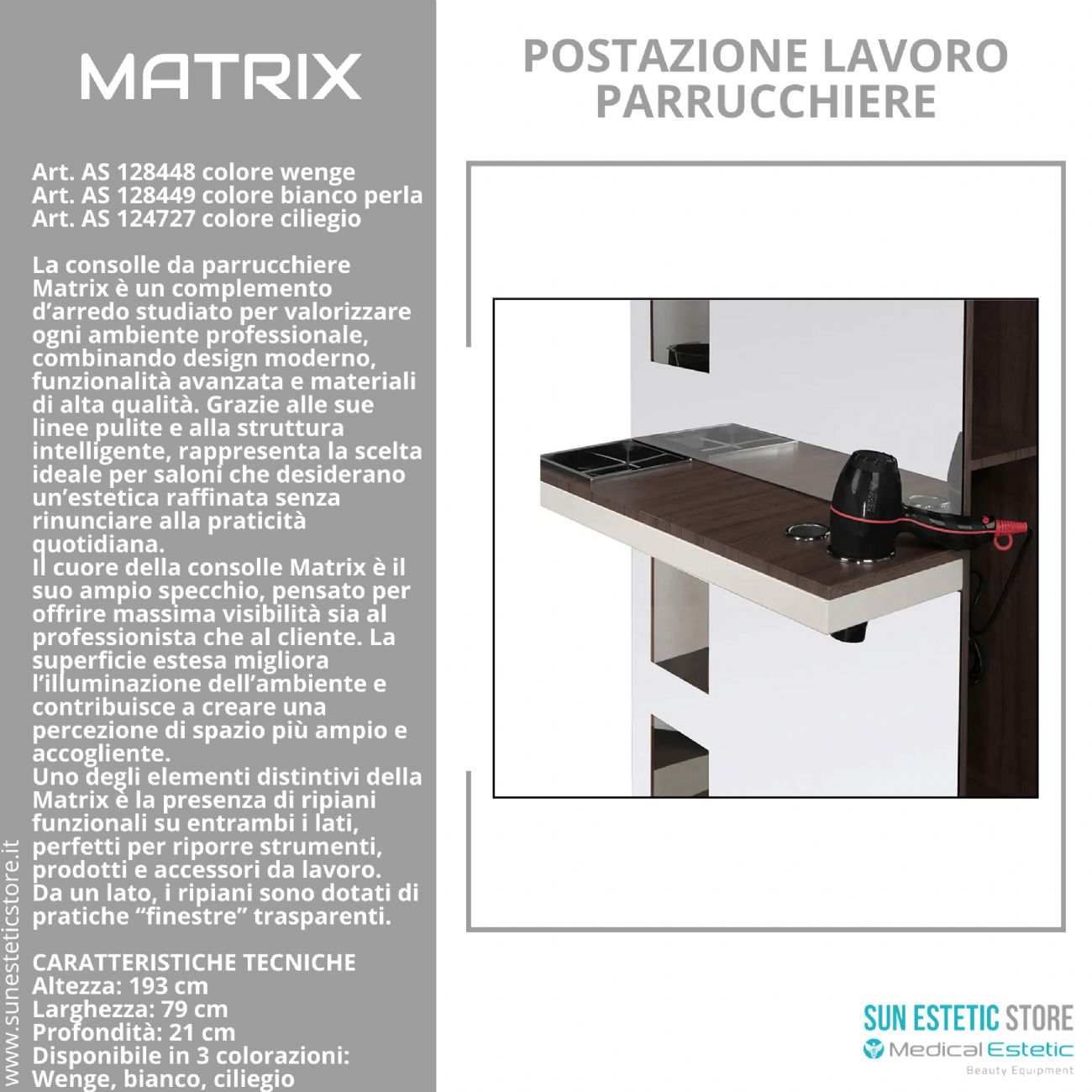 Matrix postazione lavoro parrucchiere