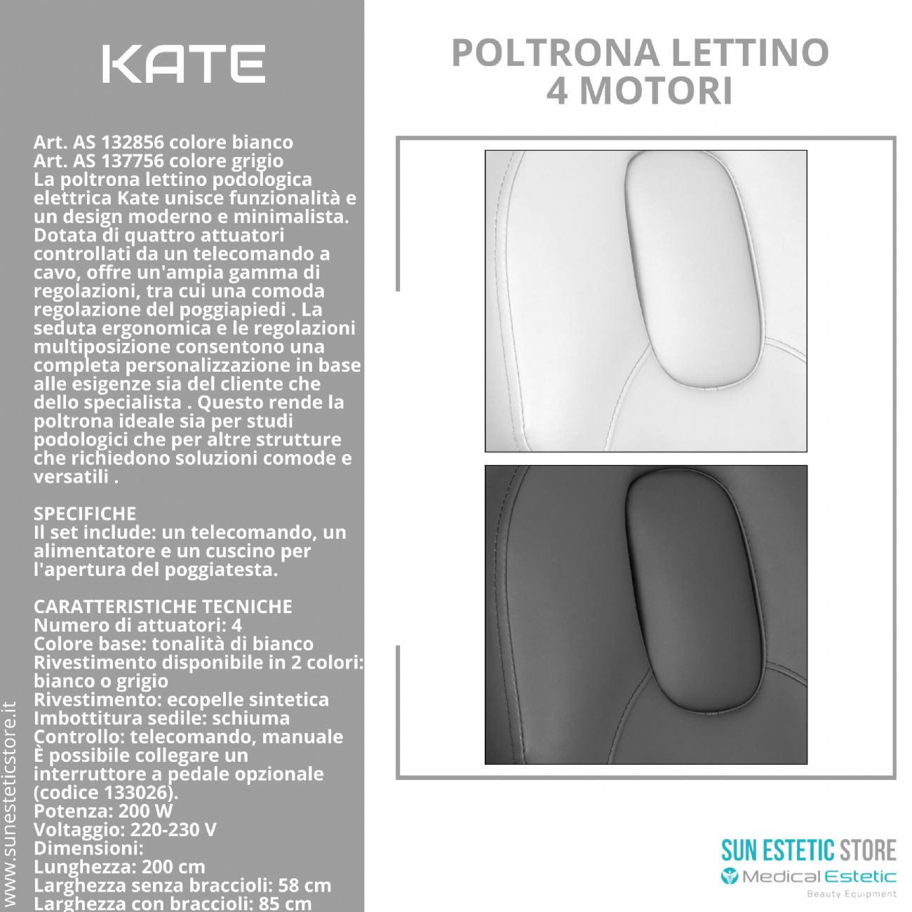 Kate poltrona lettino podologica 4 motori