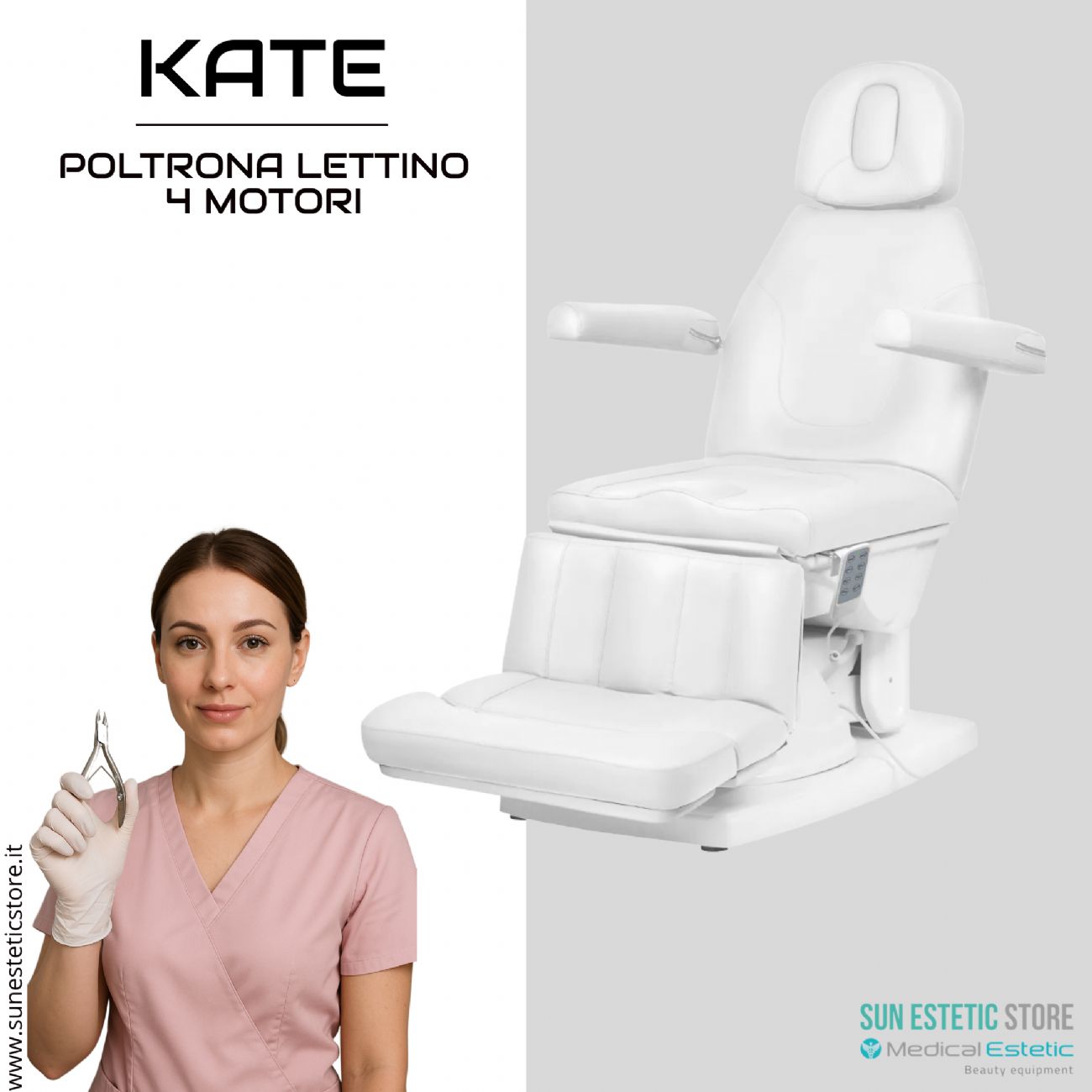 Kate poltrona lettino podologica 4 motori