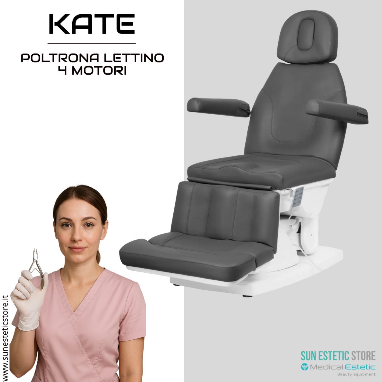 Kate poltrona lettino podologica 4 motori