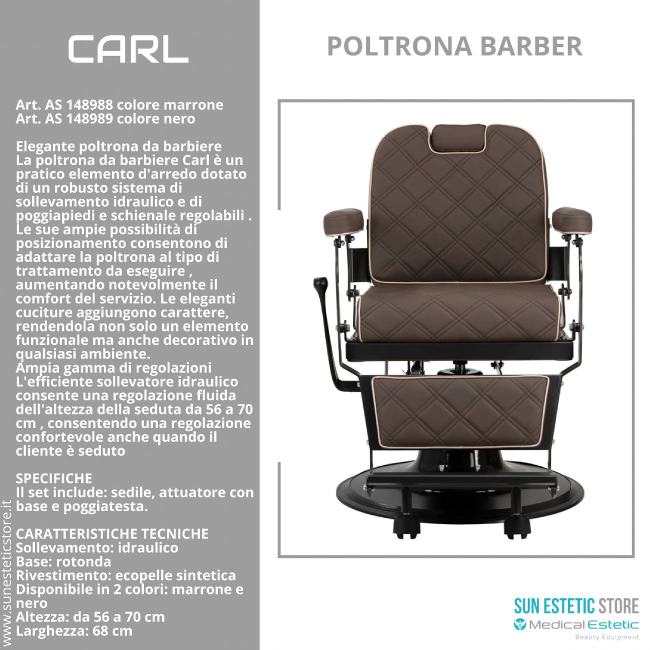 Carl poltrona maschile barber shop