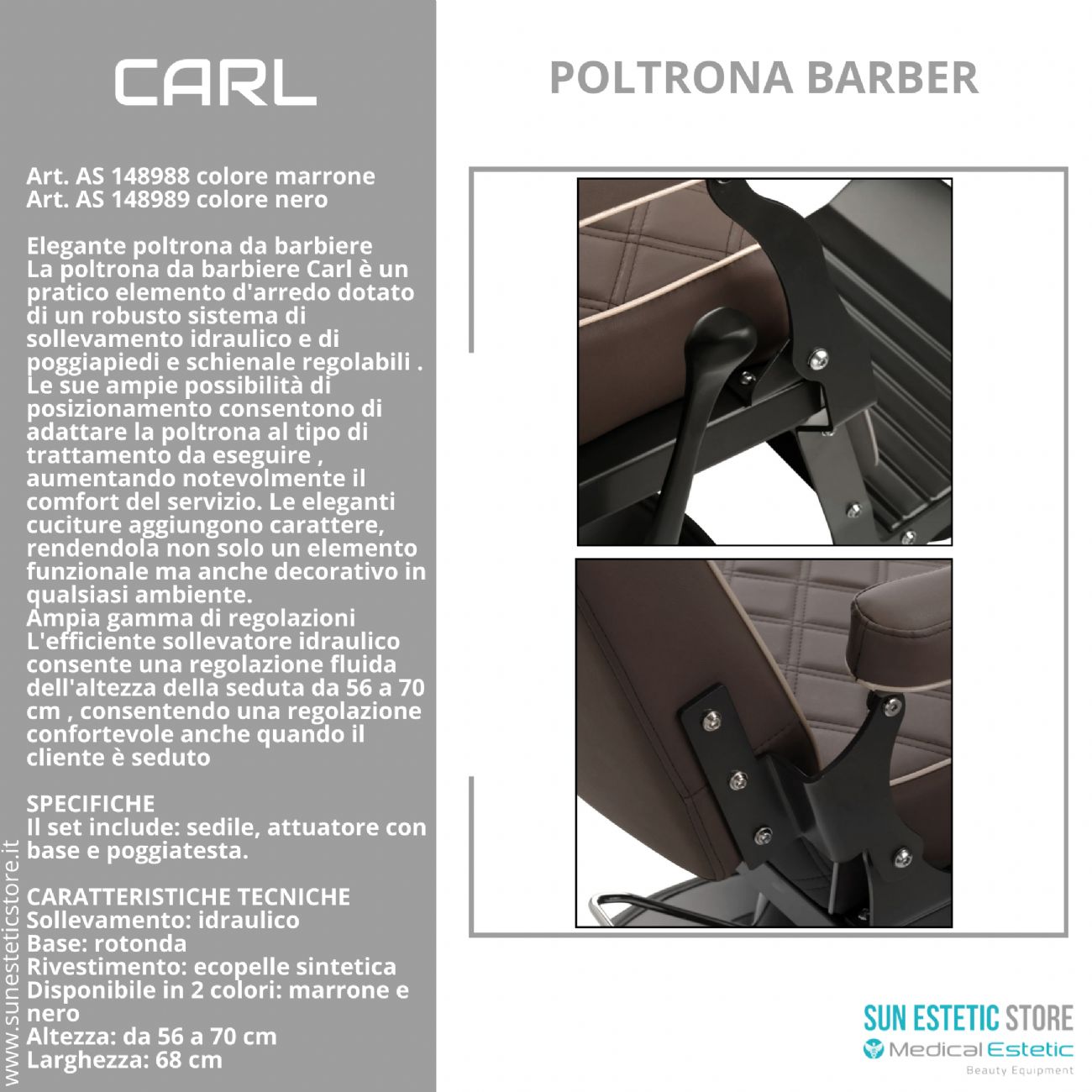 Carl poltrona maschile barber shop
