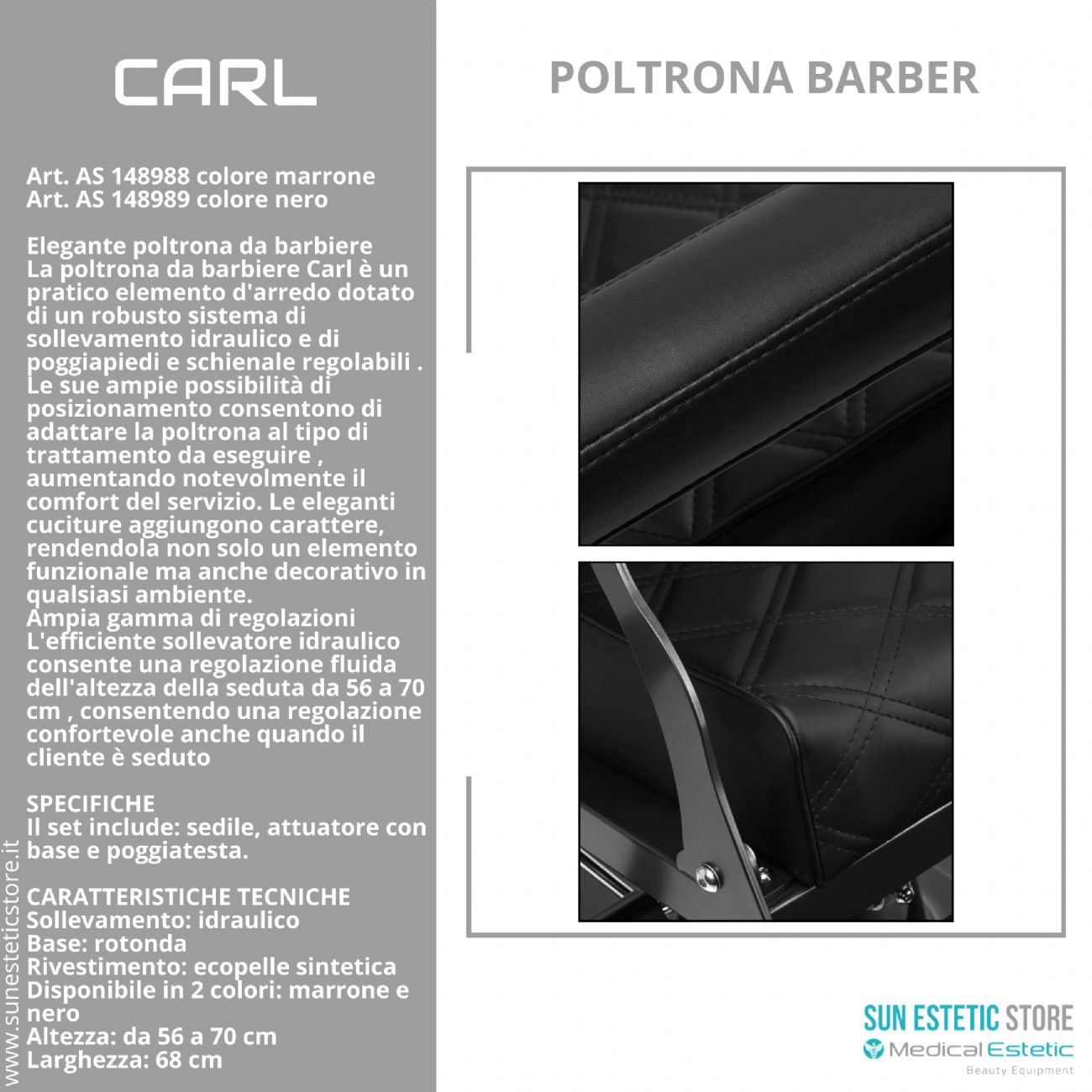 Carl poltrona maschile barber shop