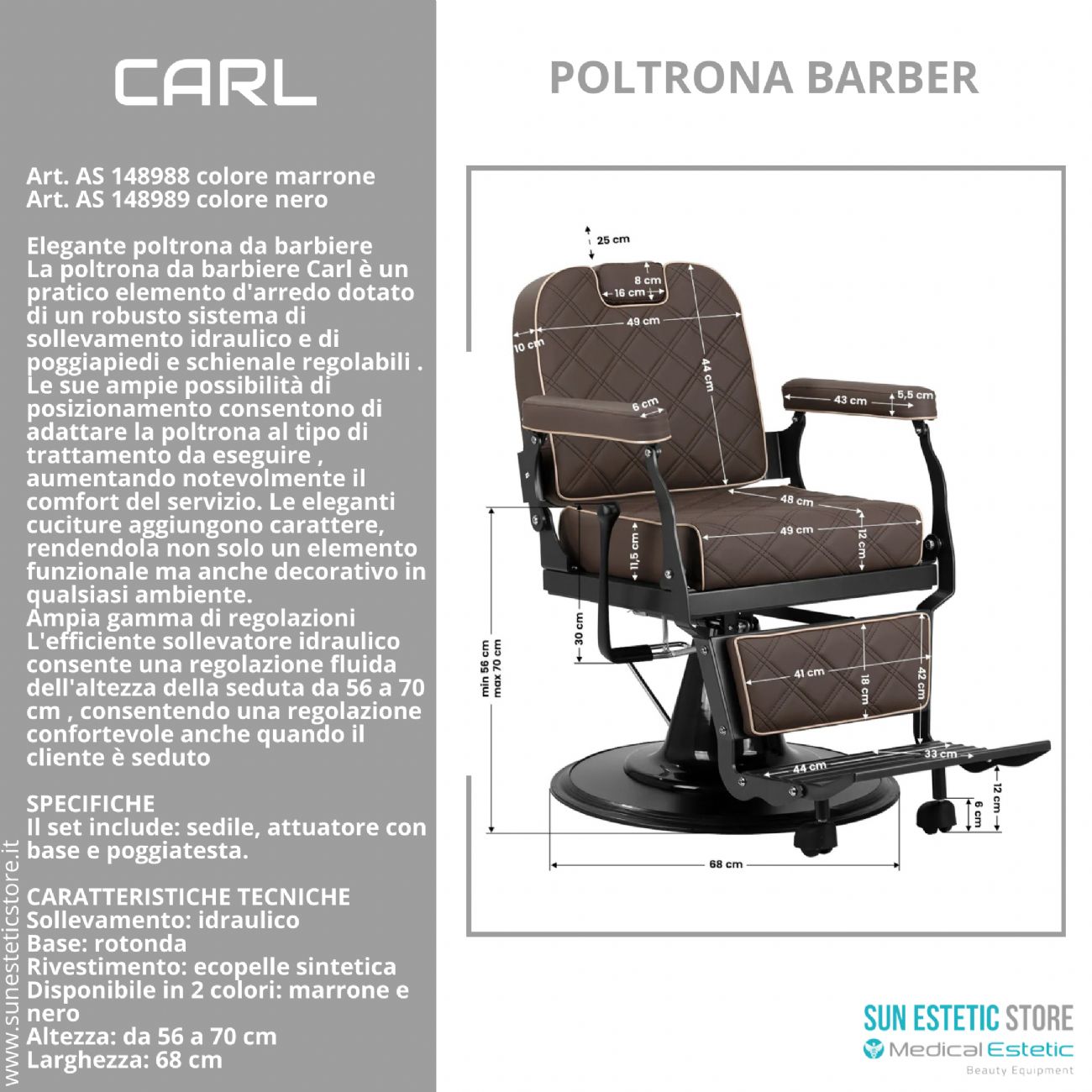 Carl poltrona maschile barber shop