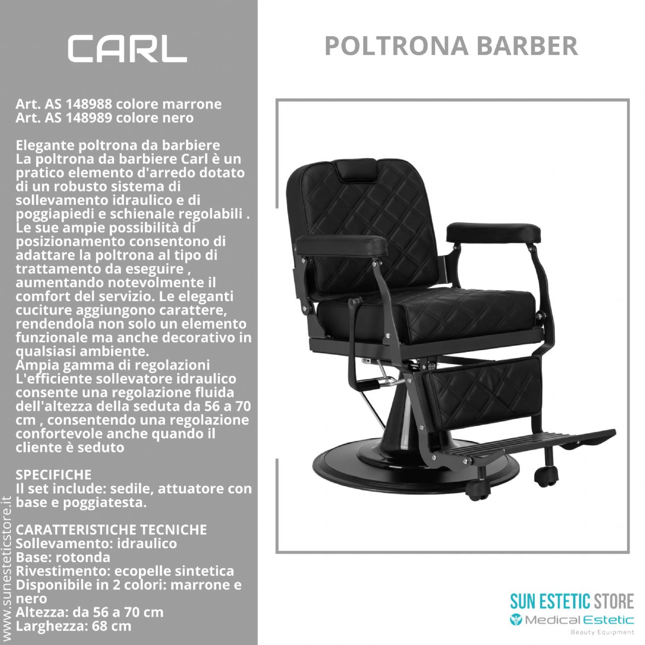 Carl poltrona maschile barber shop