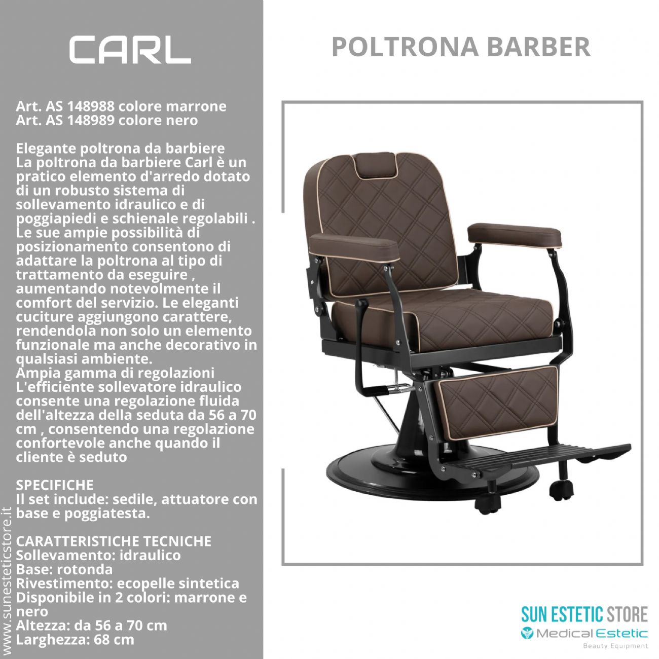 Carl poltrona maschile barber shop