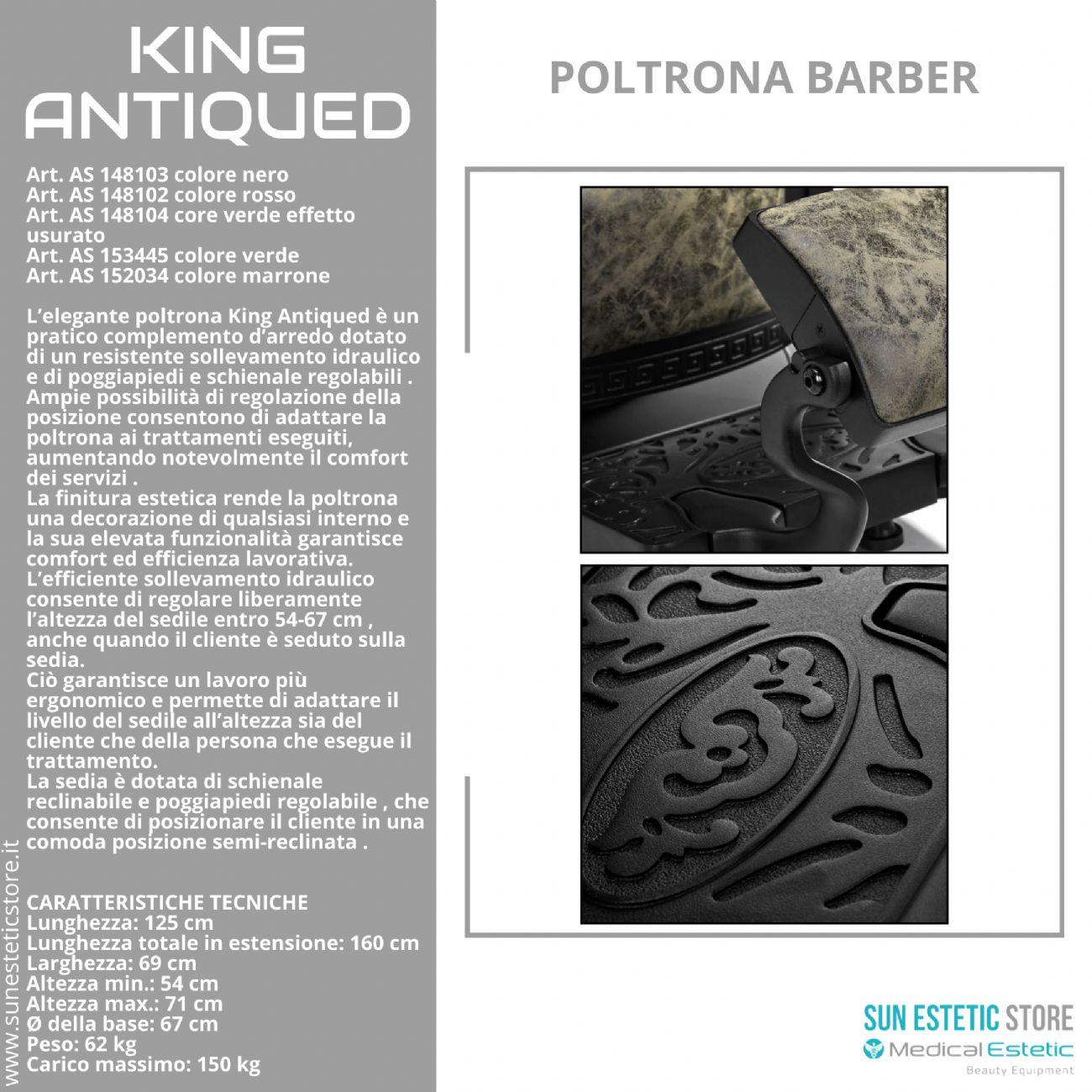 King Antiqued poltrona maschile barbiere Barber shop