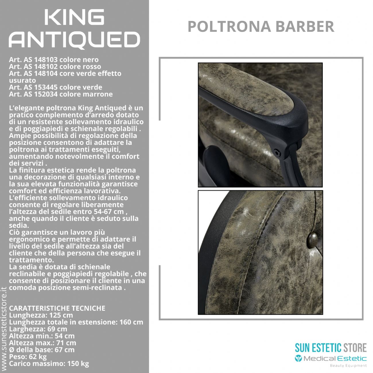 King Antiqued poltrona maschile barbiere Barber shop