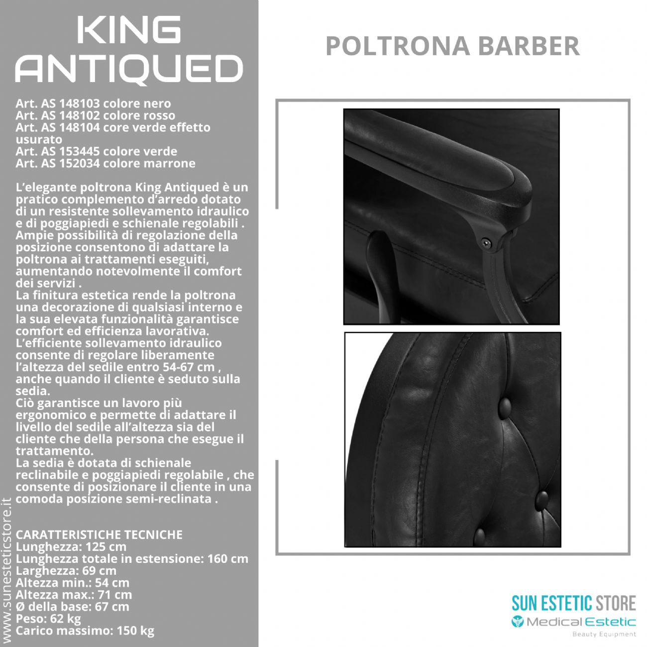 King Antiqued poltrona maschile barbiere Barber shop