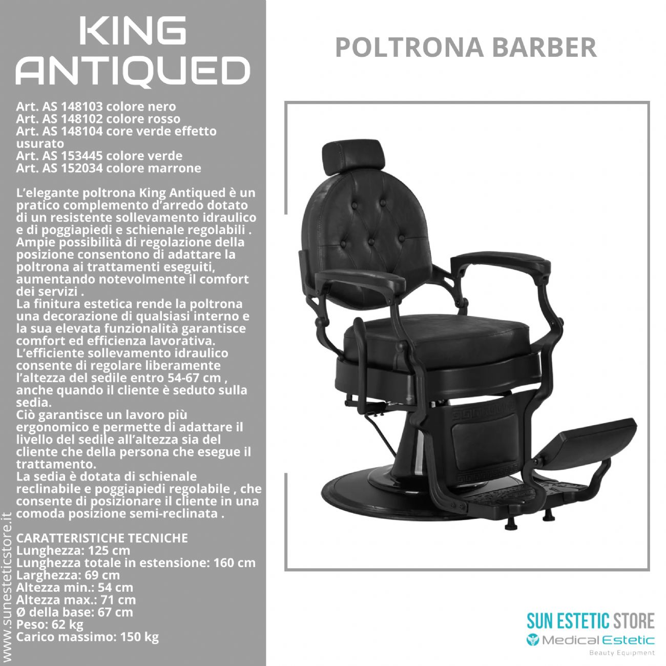 King Antiqued poltrona maschile barbiere Barber shop
