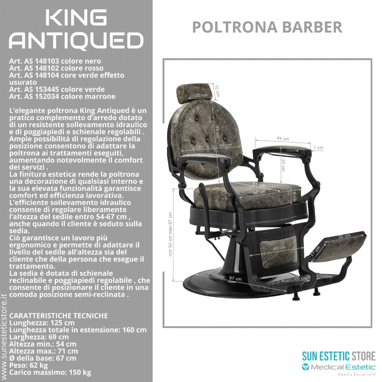 King Antiqued poltrona maschile barbiere Barber shop