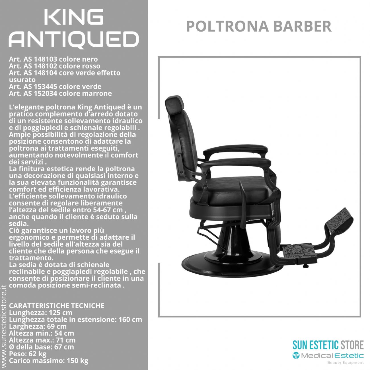 King Antiqued poltrona maschile barbiere Barber shop