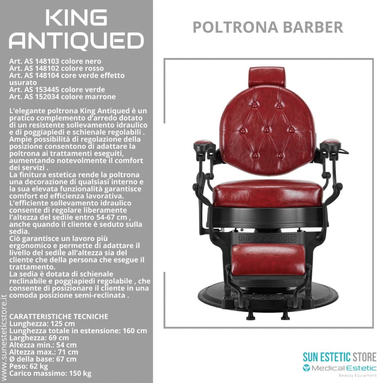 King Antiqued poltrona maschile barbiere Barber shop