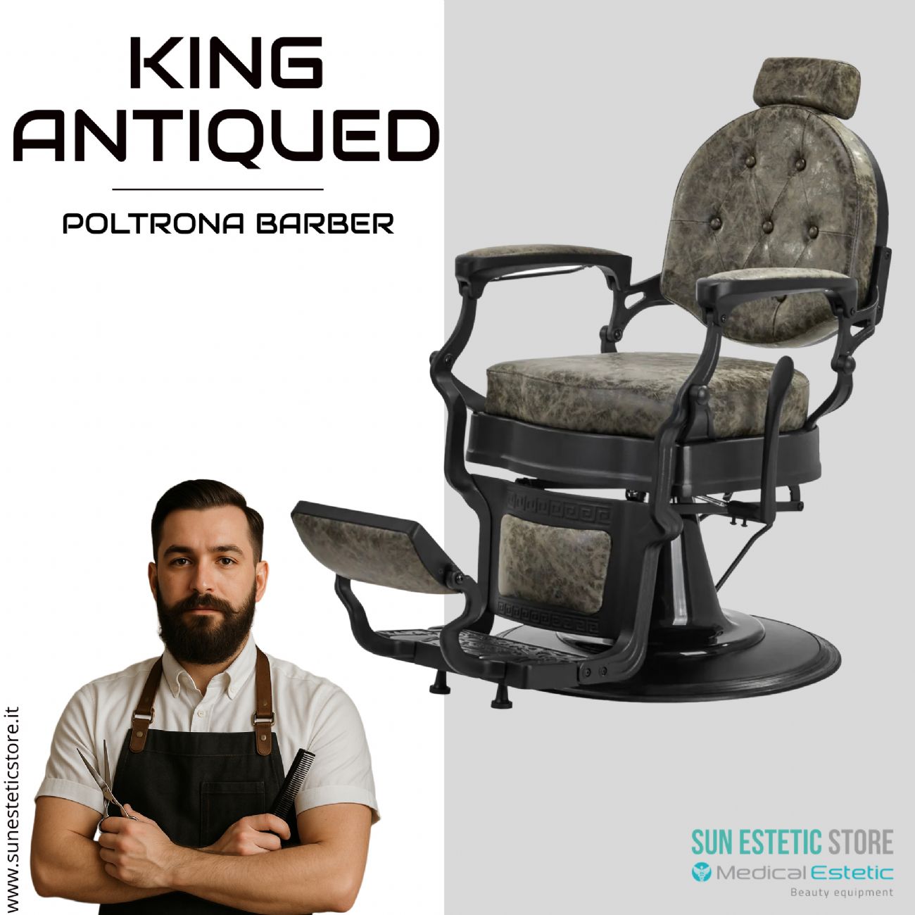 King Antiqued poltrona maschile barbiere Barber shop