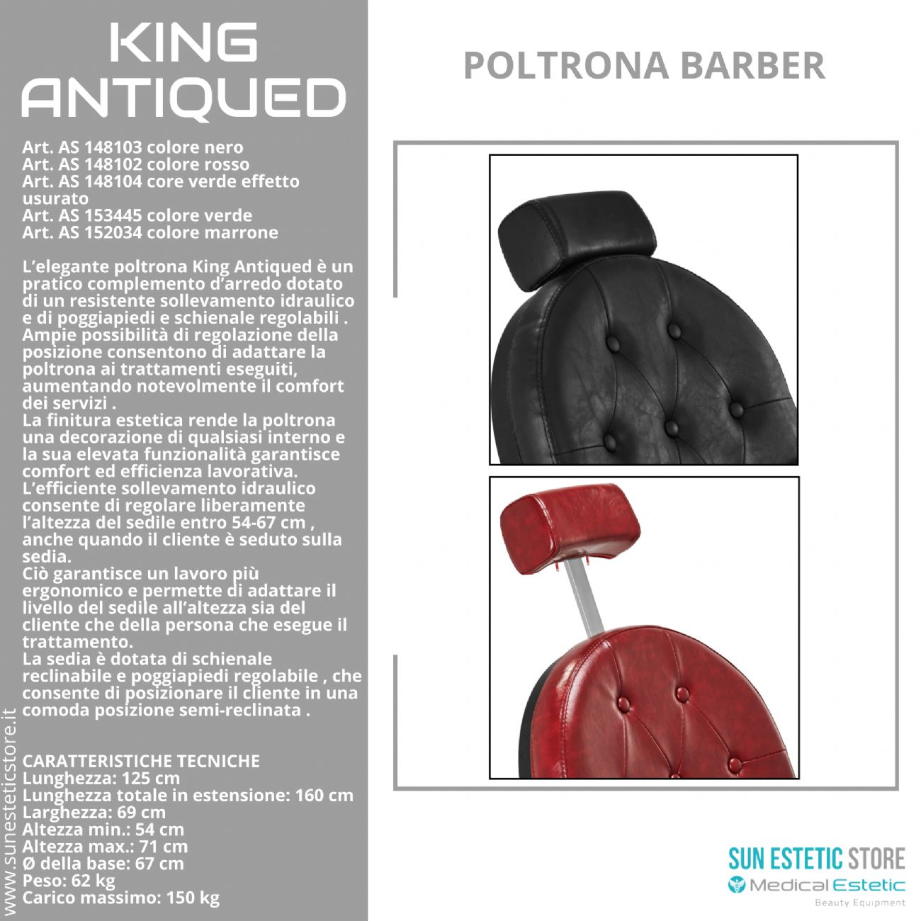 King Antiqued poltrona maschile barbiere Barber shop