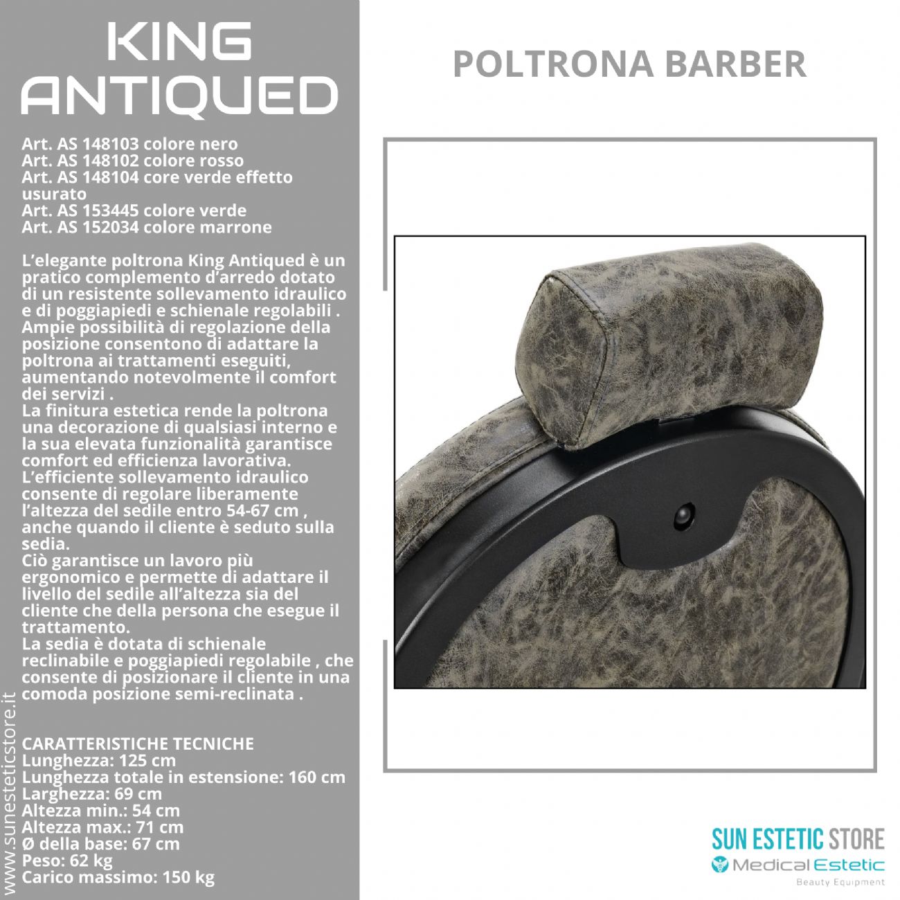 King Antiqued poltrona maschile barbiere Barber shop