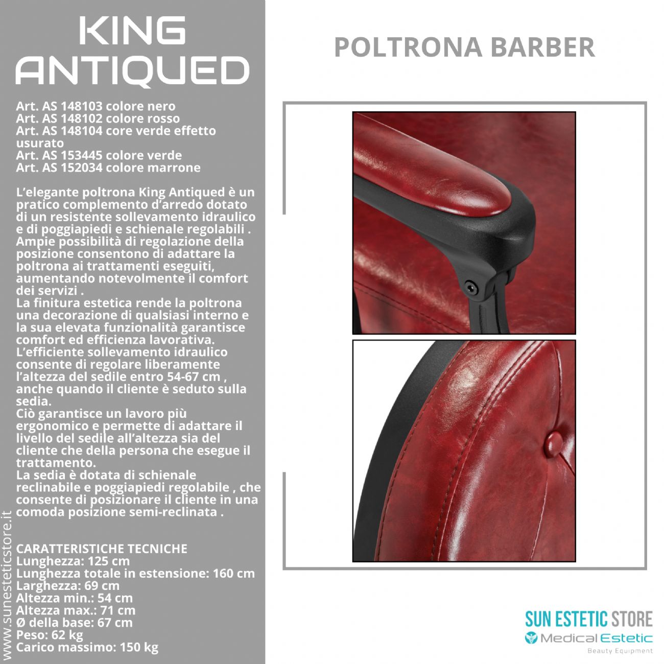 King Antiqued poltrona maschile barbiere Barber shop