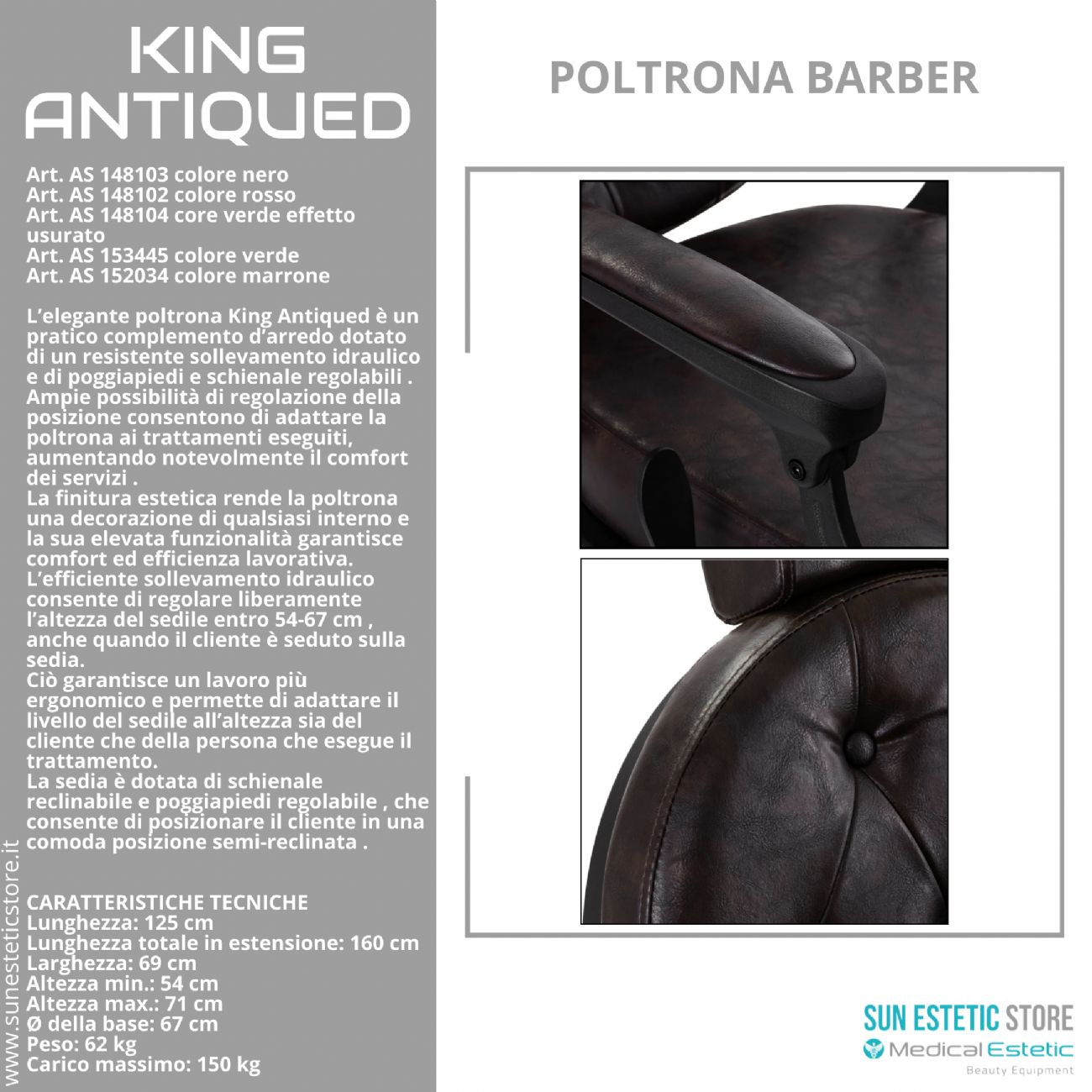 King Antiqued poltrona maschile barbiere Barber shop