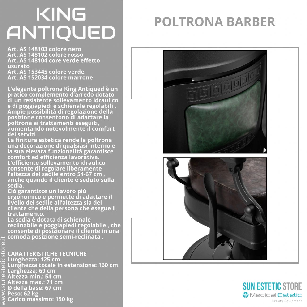 King Antiqued poltrona maschile barbiere Barber shop