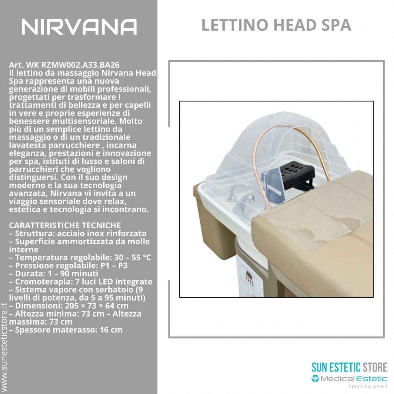 Nirvana lettino trattamenti head spa parrucchiere