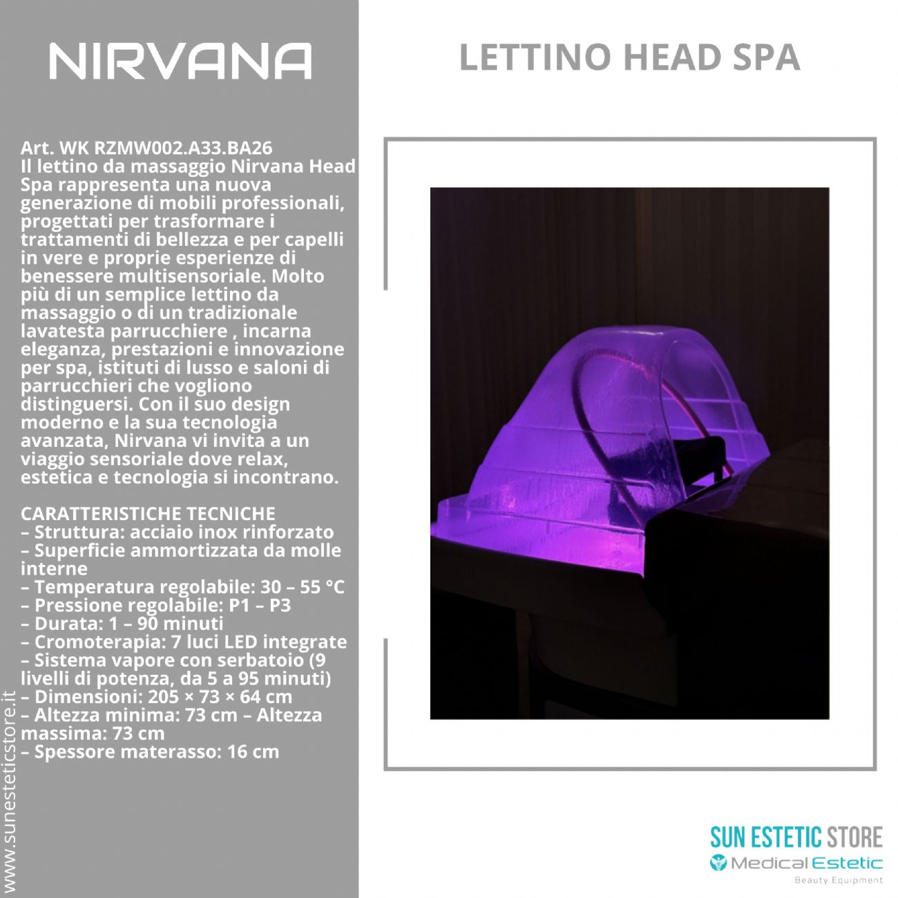 Nirvana lettino trattamenti head spa parrucchiere