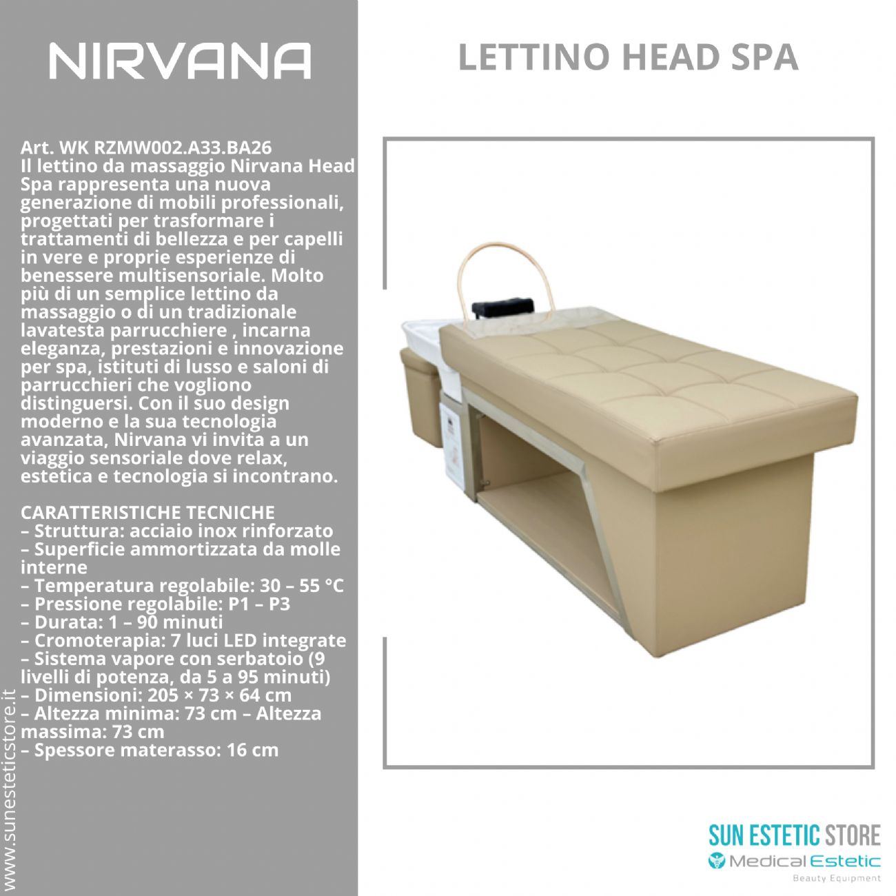 Nirvana lettino trattamenti head spa parrucchiere