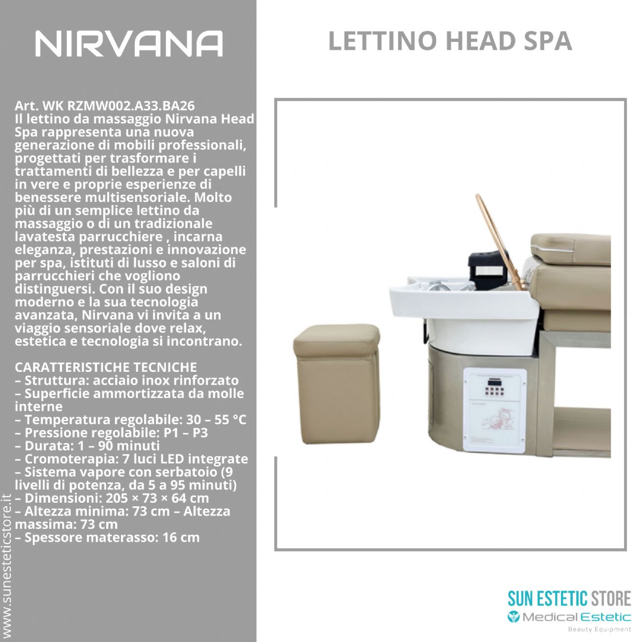 Nirvana lettino trattamenti head spa parrucchiere