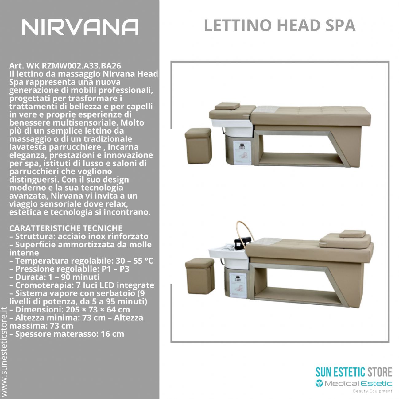 Nirvana lettino trattamenti head spa parrucchiere