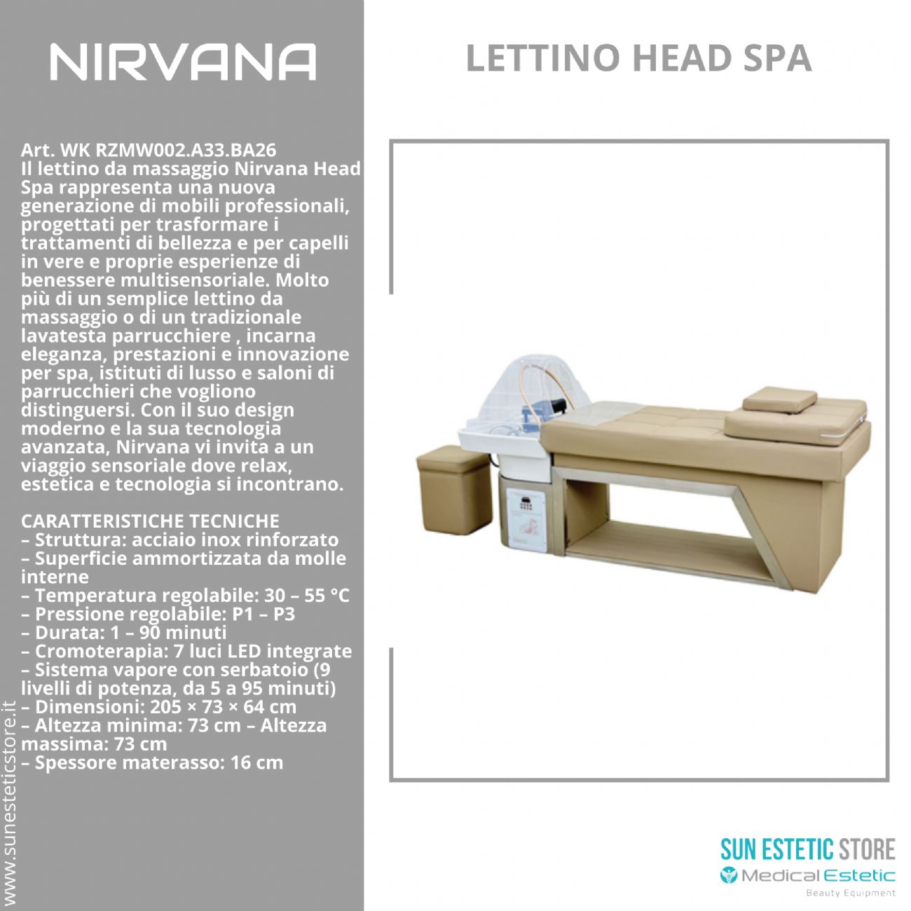 Nirvana lettino trattamenti head spa parrucchiere