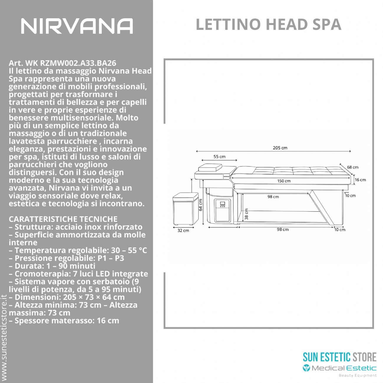 Nirvana lettino trattamenti head spa parrucchiere