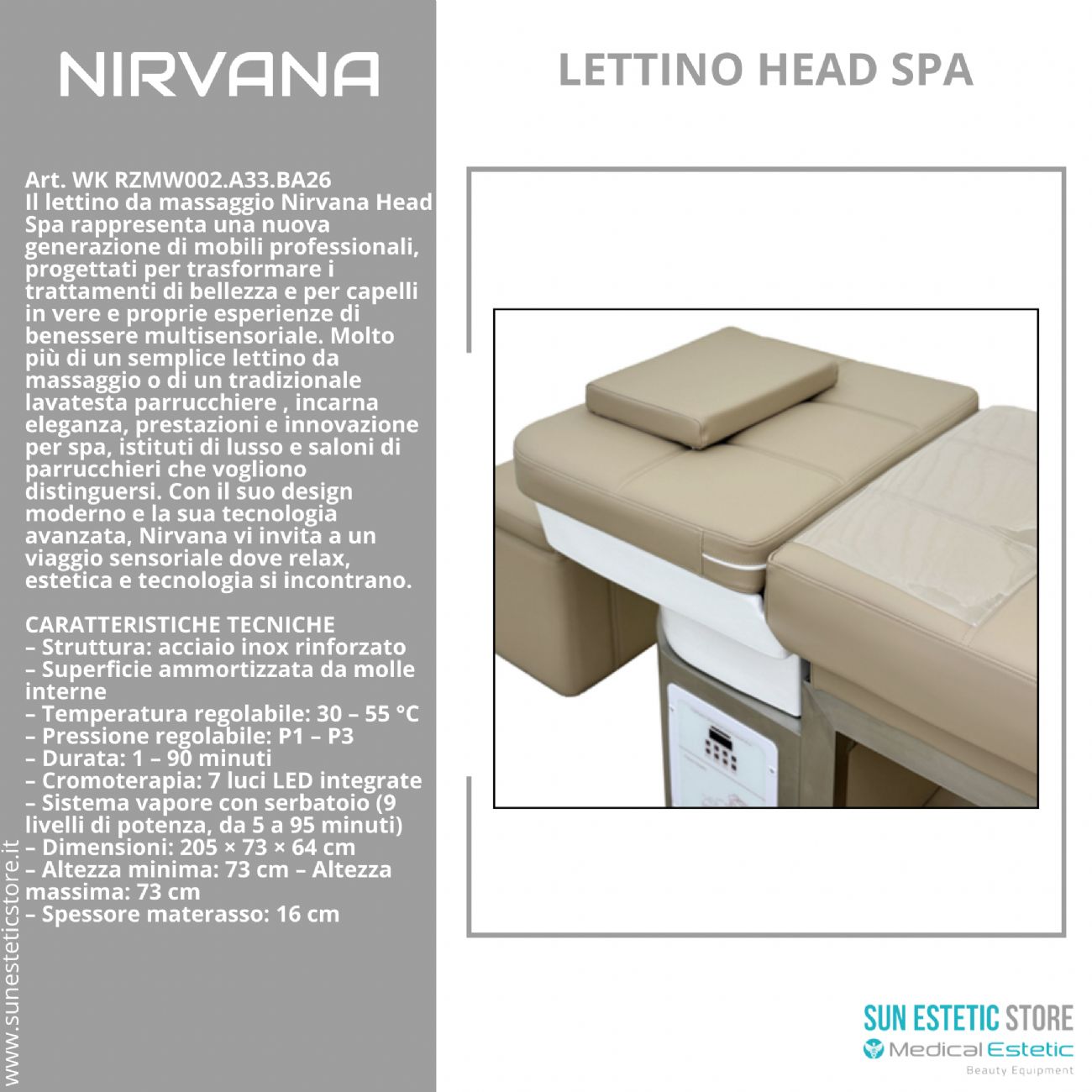 Nirvana lettino trattamenti head spa parrucchiere