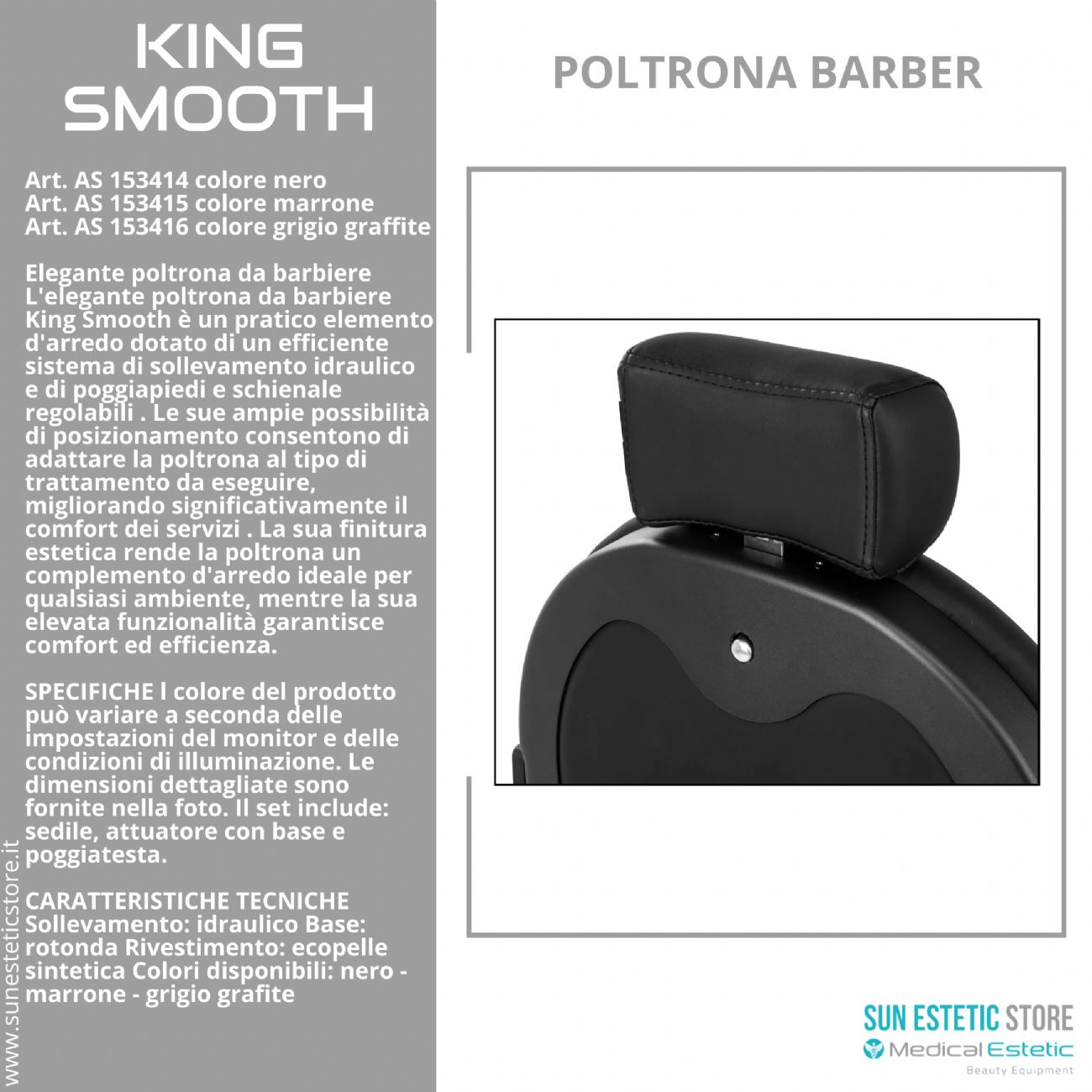 King Smooth poltrona barbiere Barber shop