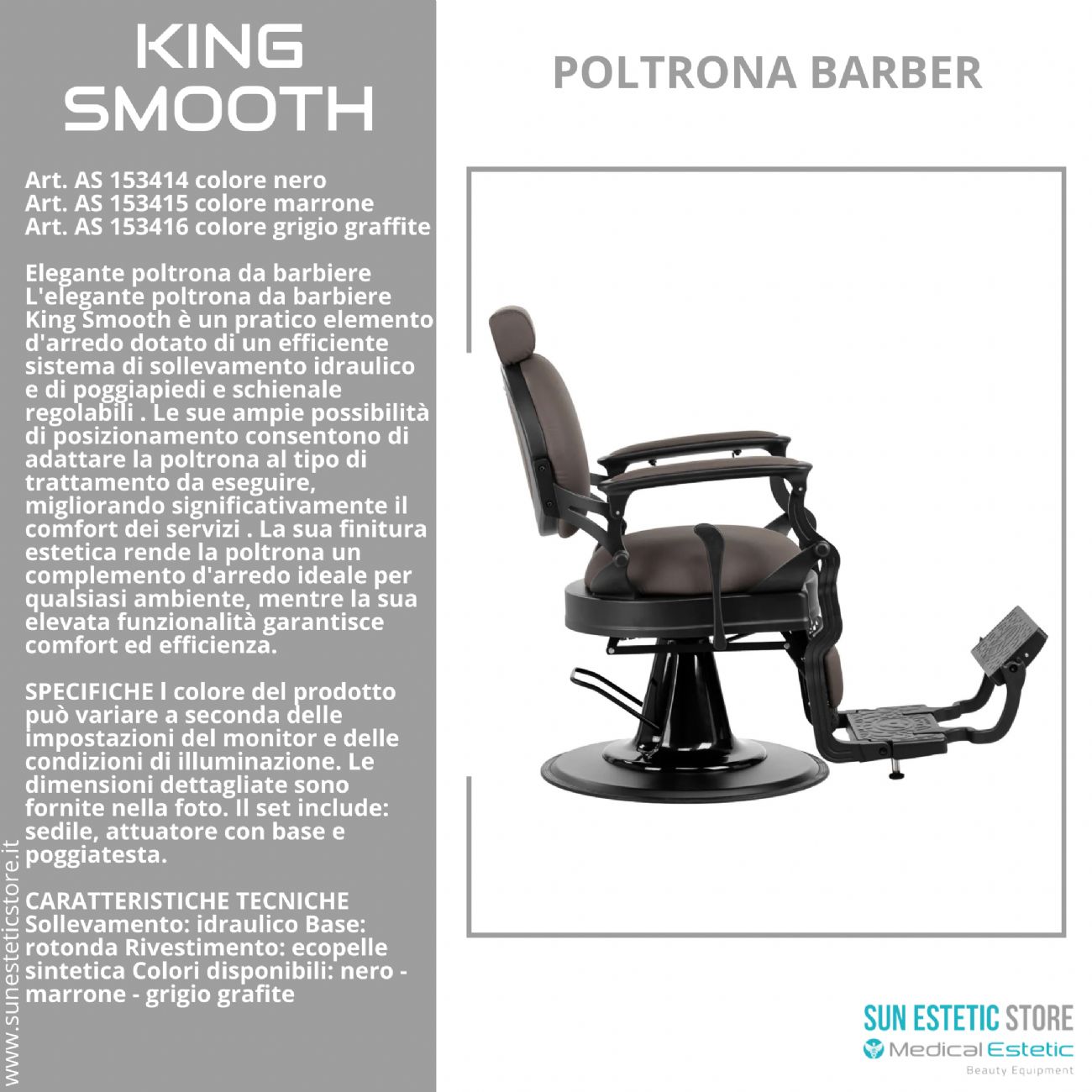 King Smooth poltrona barbiere Barber shop