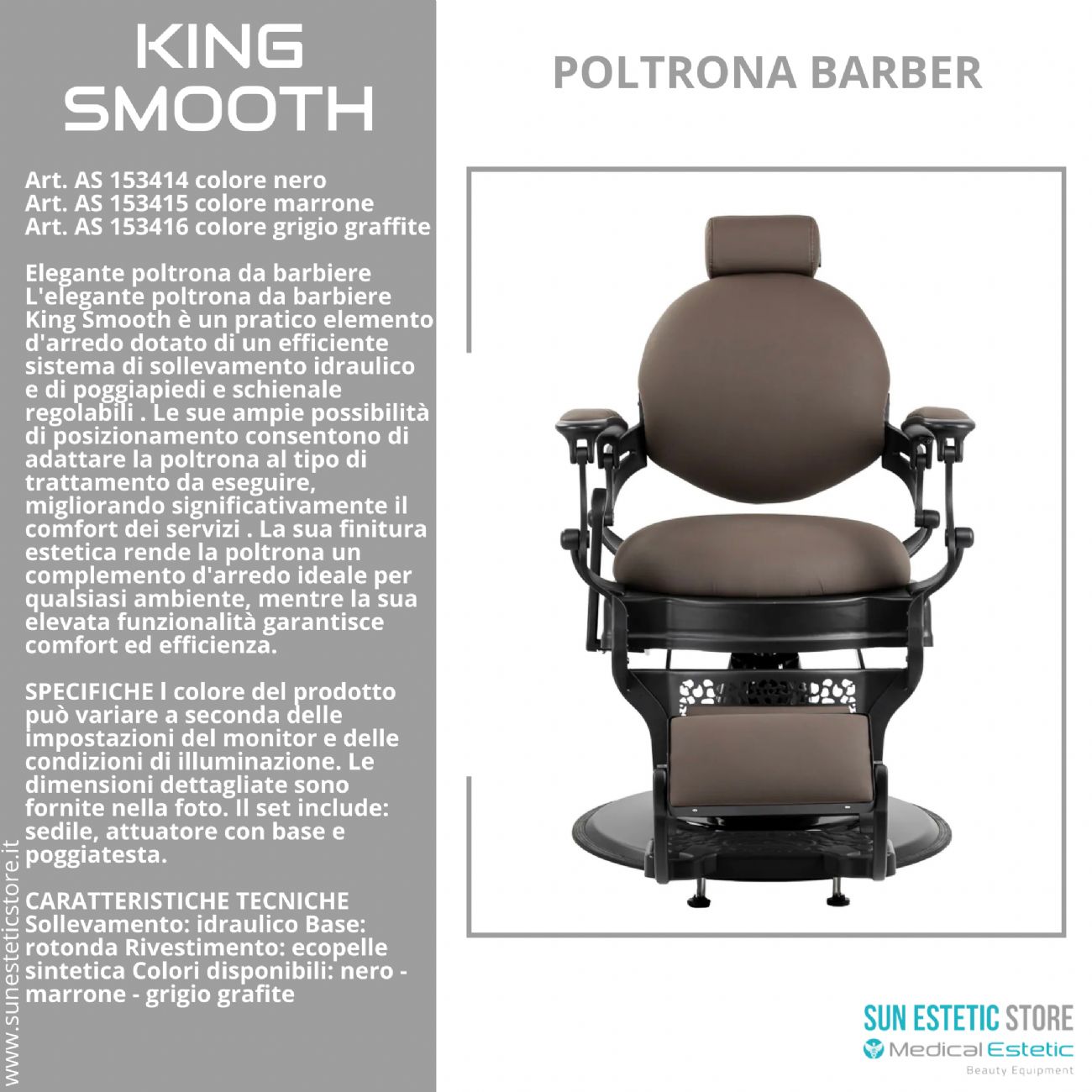 King Smooth poltrona barbiere Barber shop