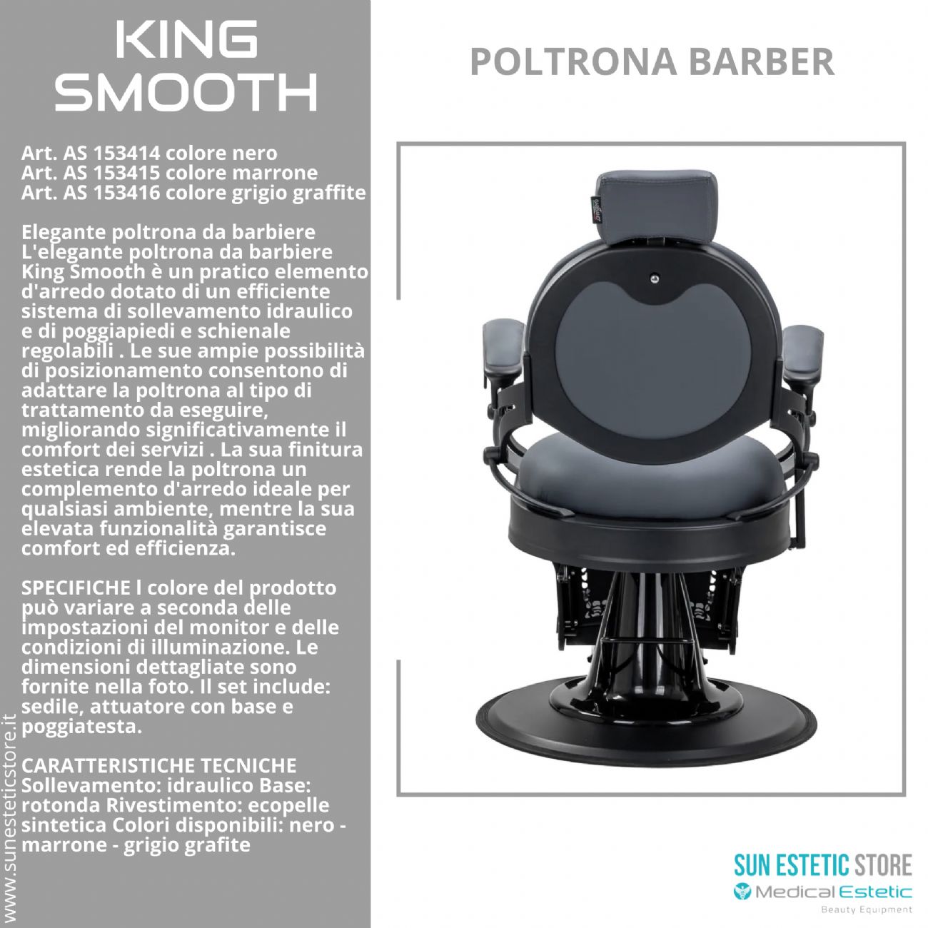 King Smooth poltrona barbiere Barber shop
