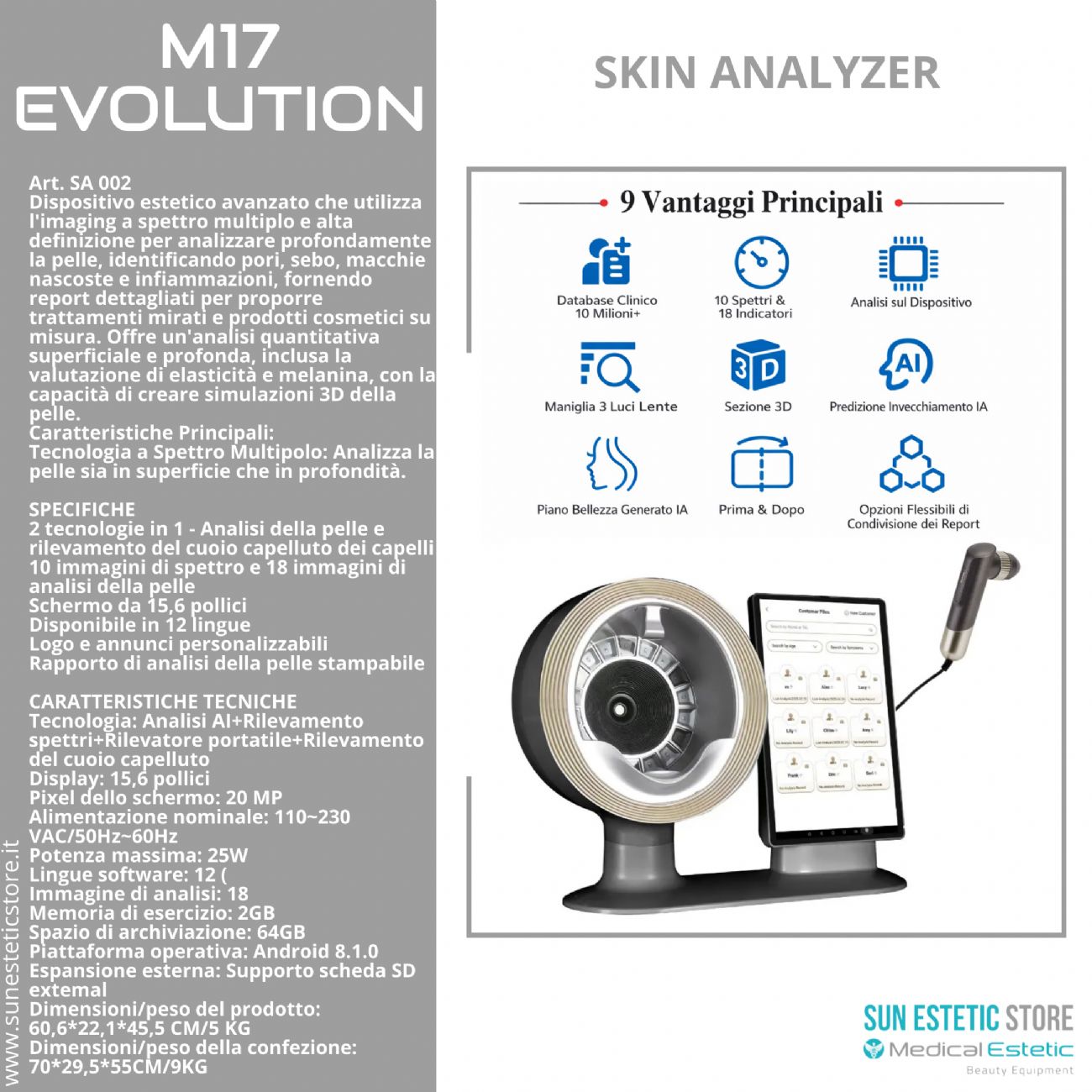 Skin Analyzer M17 Evolution analizzatore pelle e cuoio capelluto
