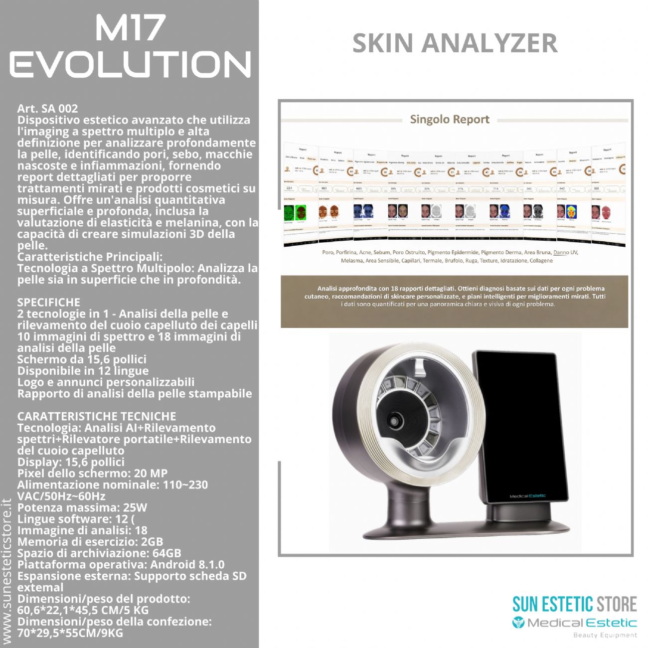 Skin Analyzer M17 Evolution analizzatore pelle e cuoio capelluto