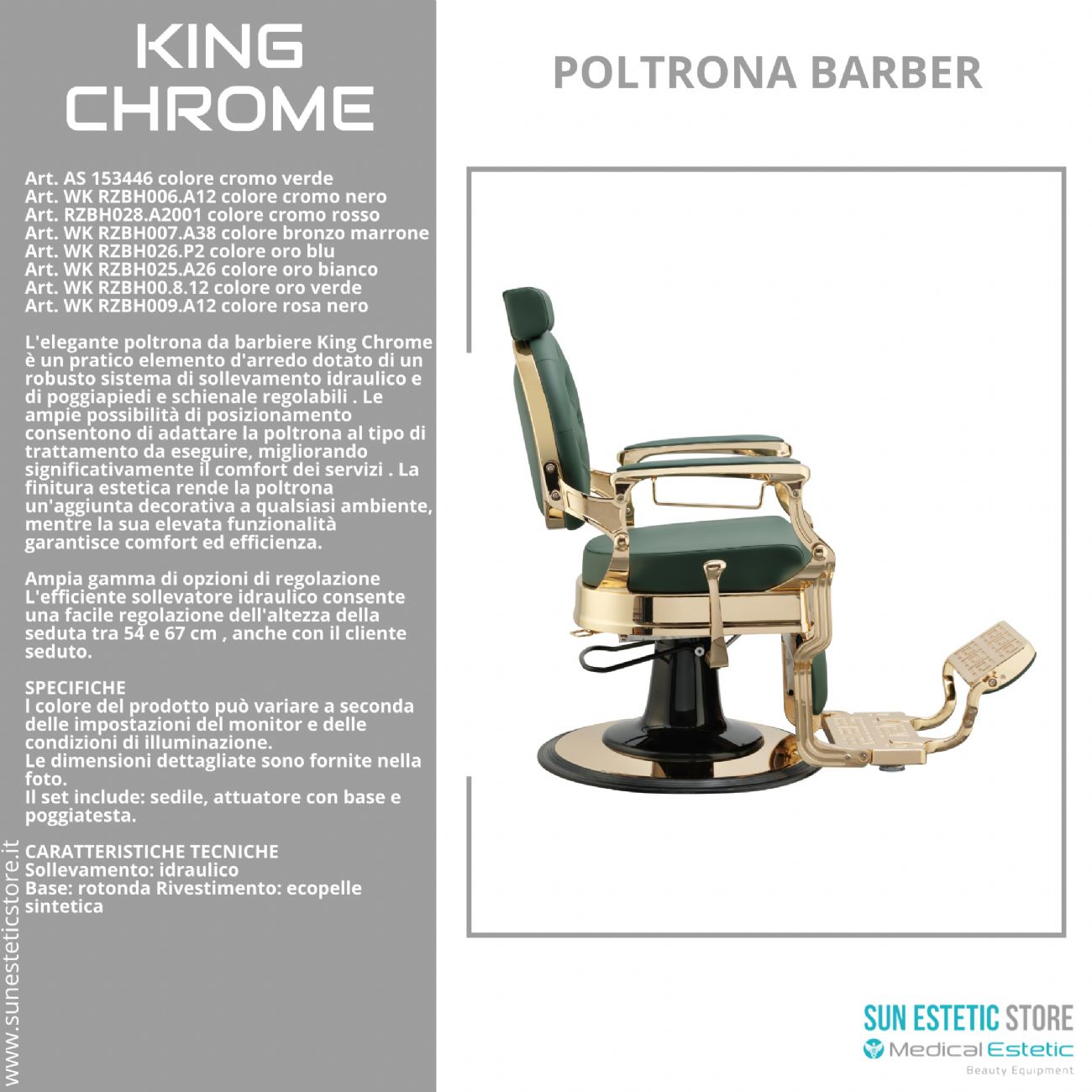 King Chrome poltrona barbiere barber shop