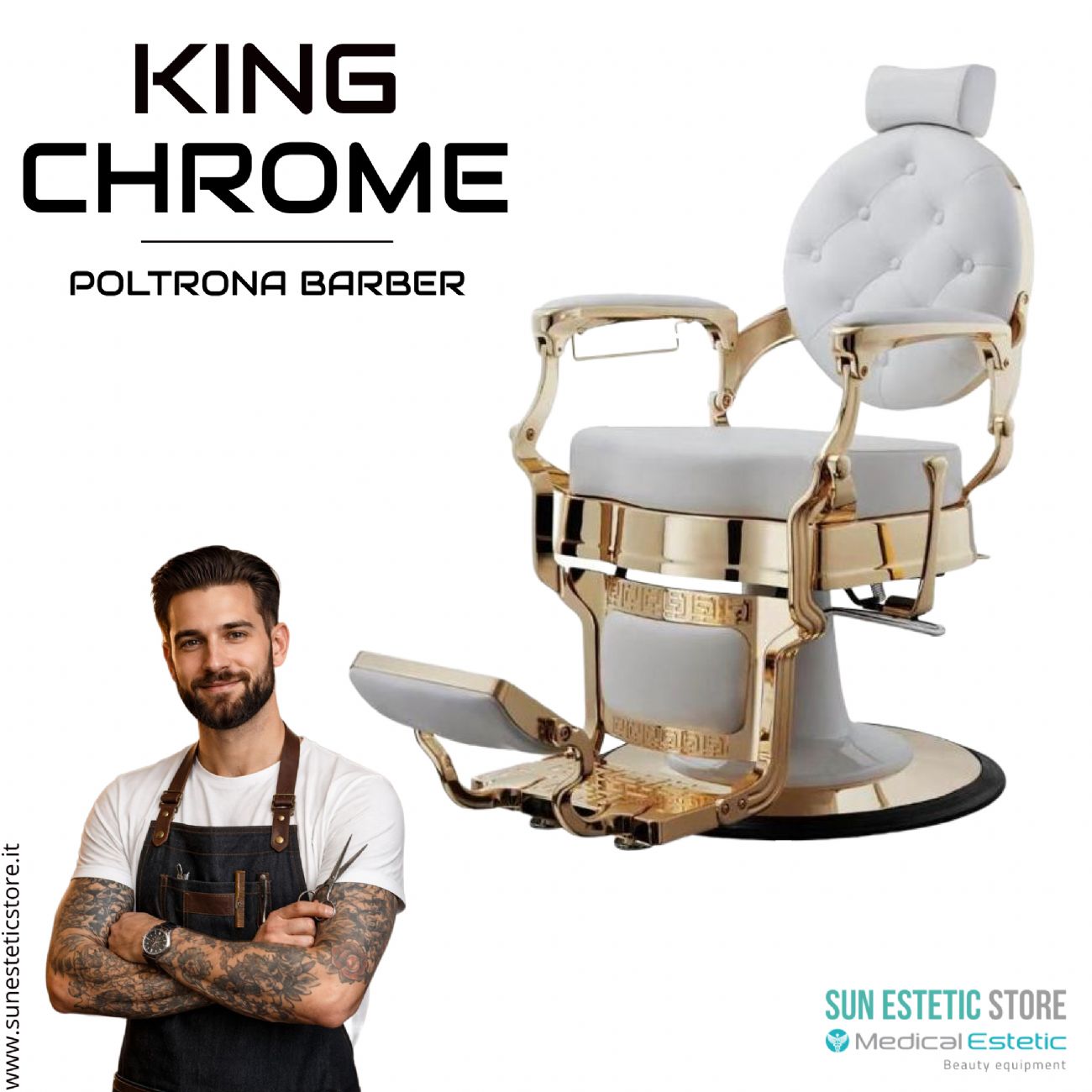 King Chrome poltrona barbiere barber shop