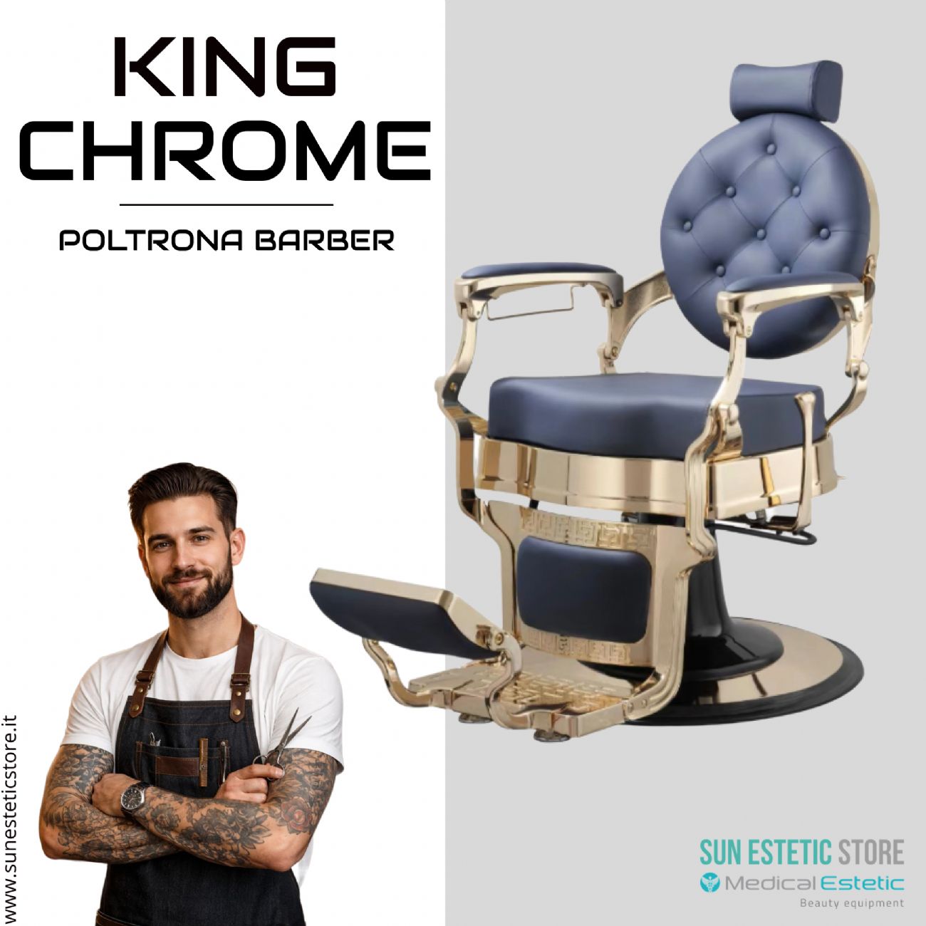 King Chrome poltrona barbiere barber shop