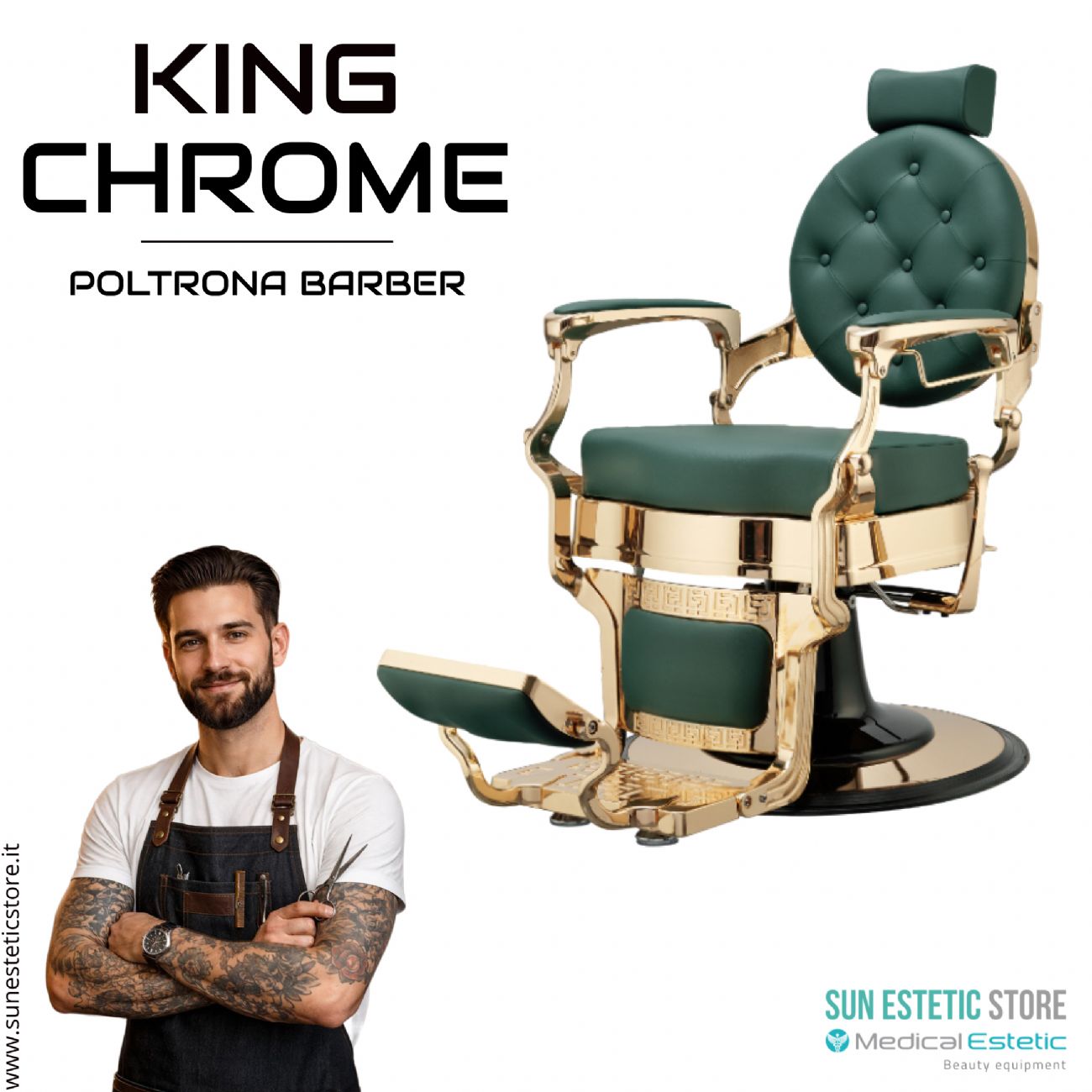 King Chrome poltrona barbiere barber shop