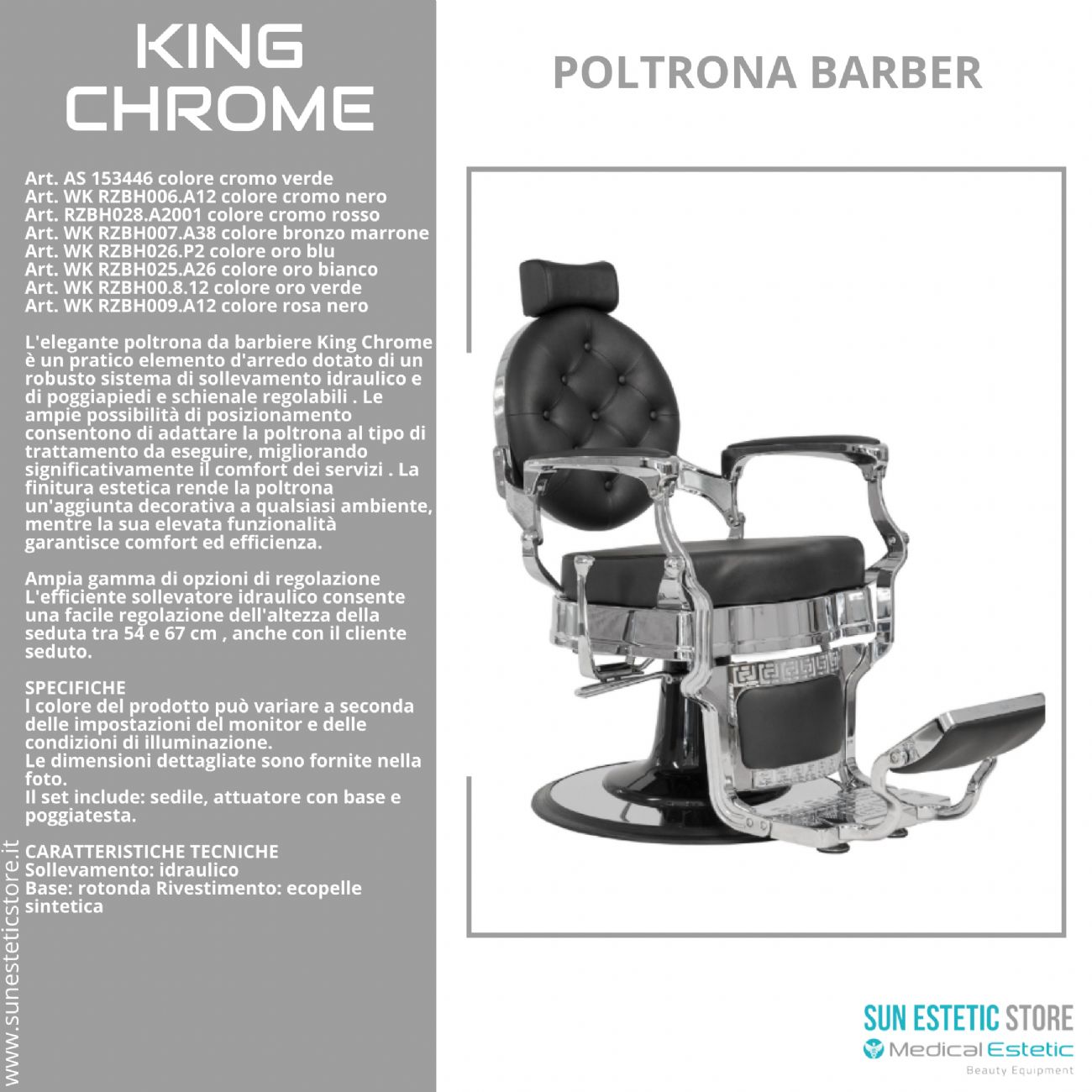 King Chrome poltrona barbiere barber shop