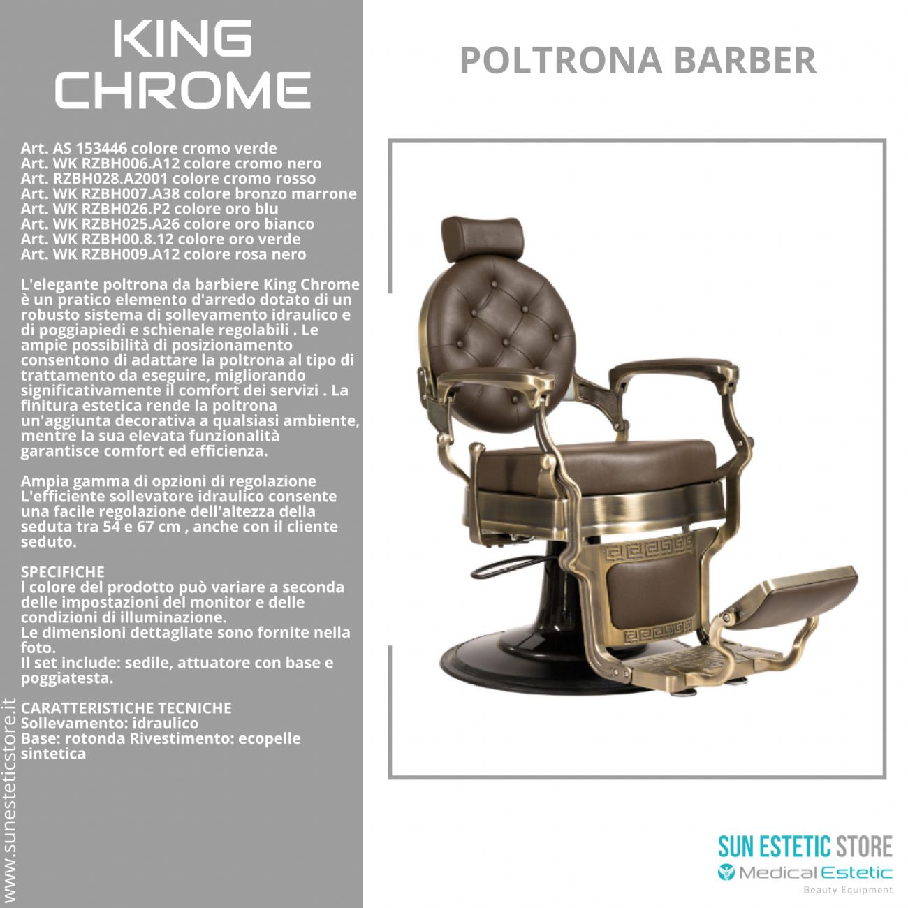King Chrome poltrona barbiere barber shop